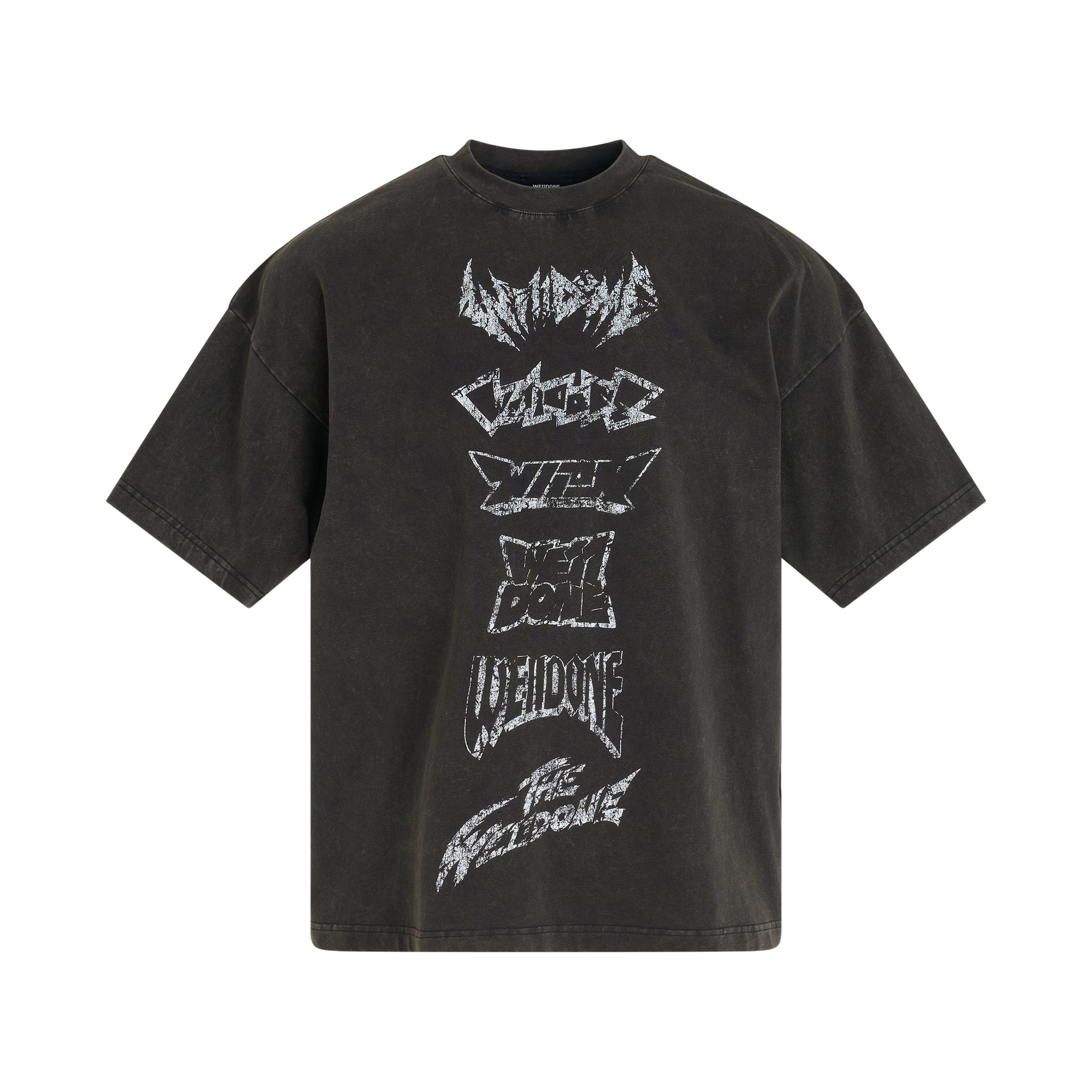 Multi Logo Font T-Shirt in Black - 1