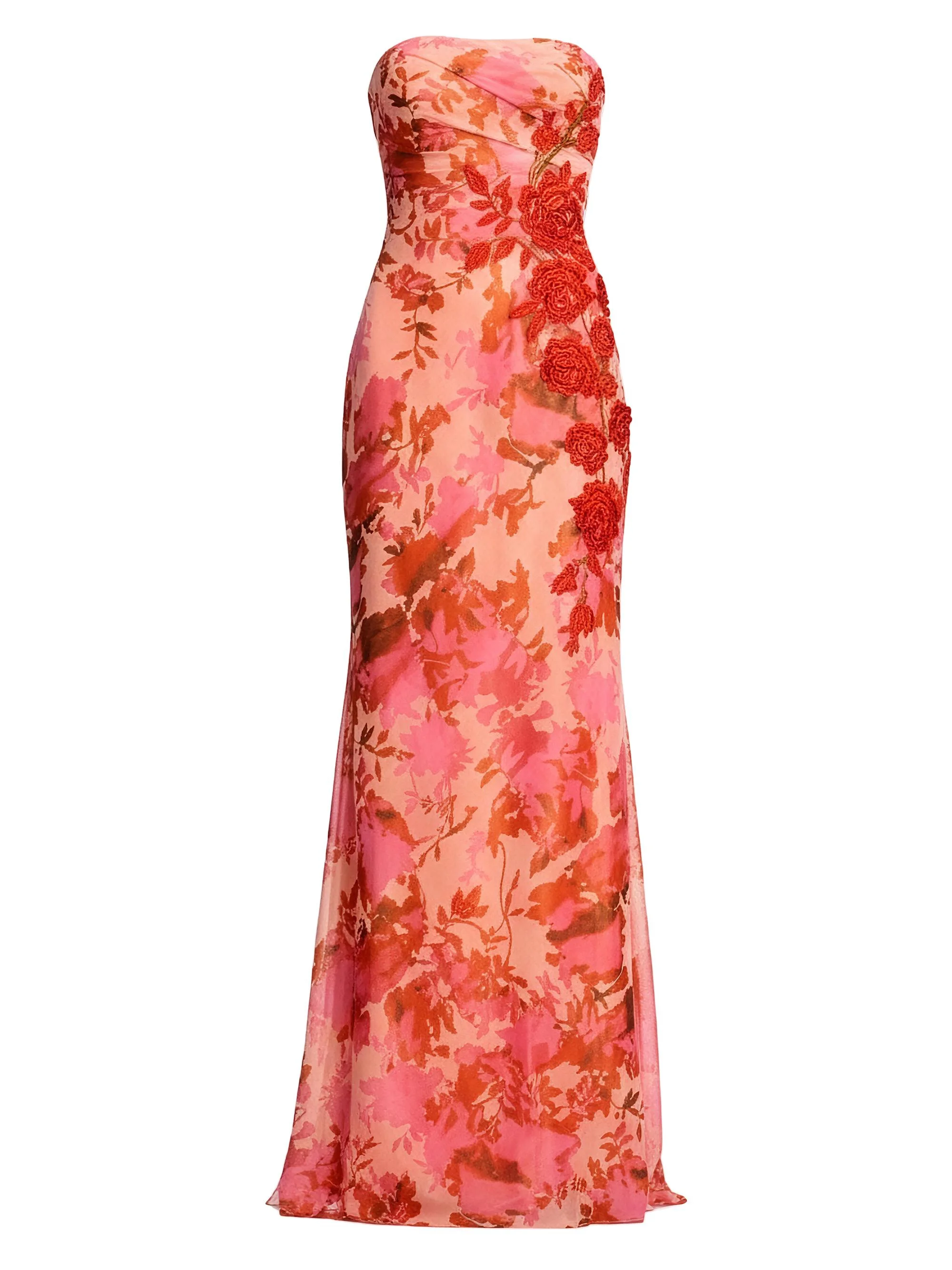 Women's Kinley Floral Strapless Gown - Peach Multi - 1