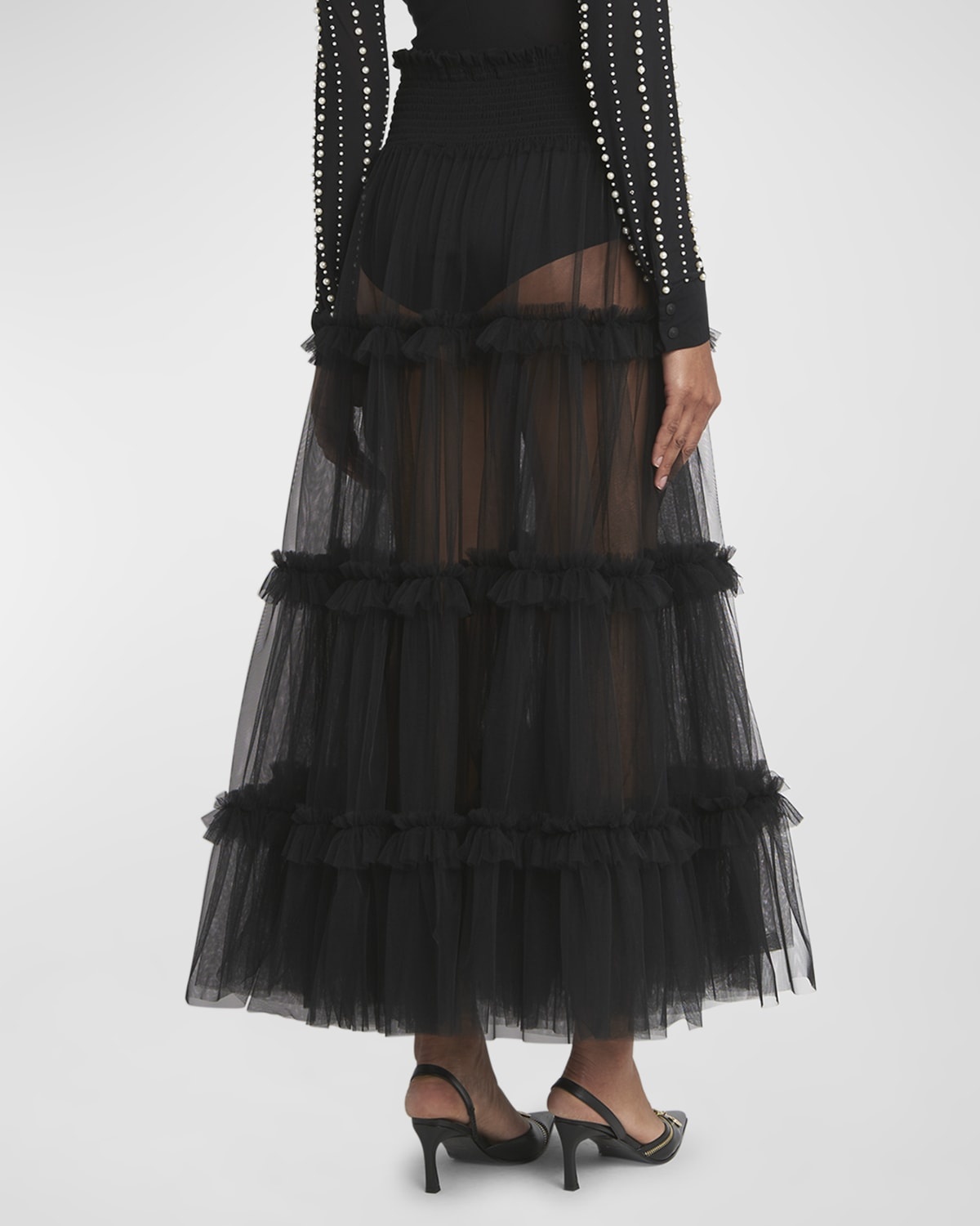 Tiered Tulle Midi Skirt - 6