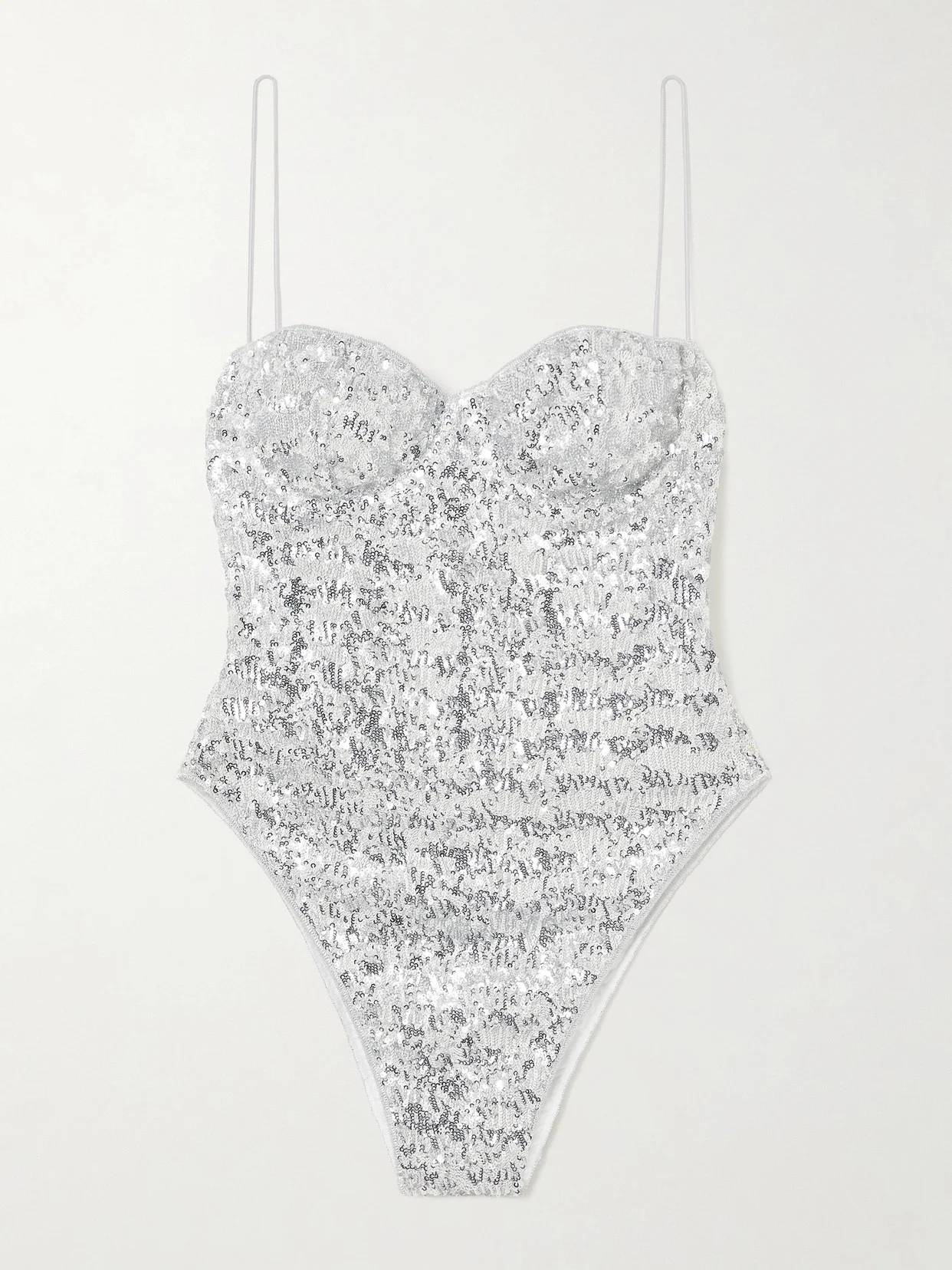 Sequined Jersey Balconette Bodysuit - 1