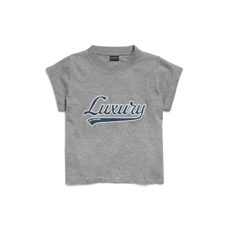 Women's Luxury Script Shrunk T-shirt in Dark Heather Grey/blue 1
