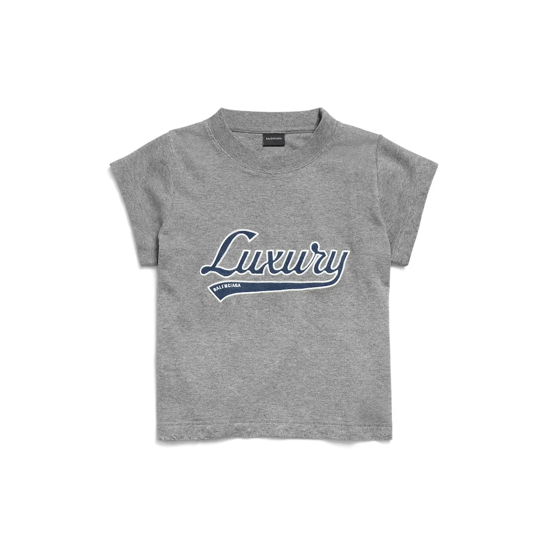 Women's Luxury Script Shrunk T-shirt in Dark Heather Grey/blue - 1