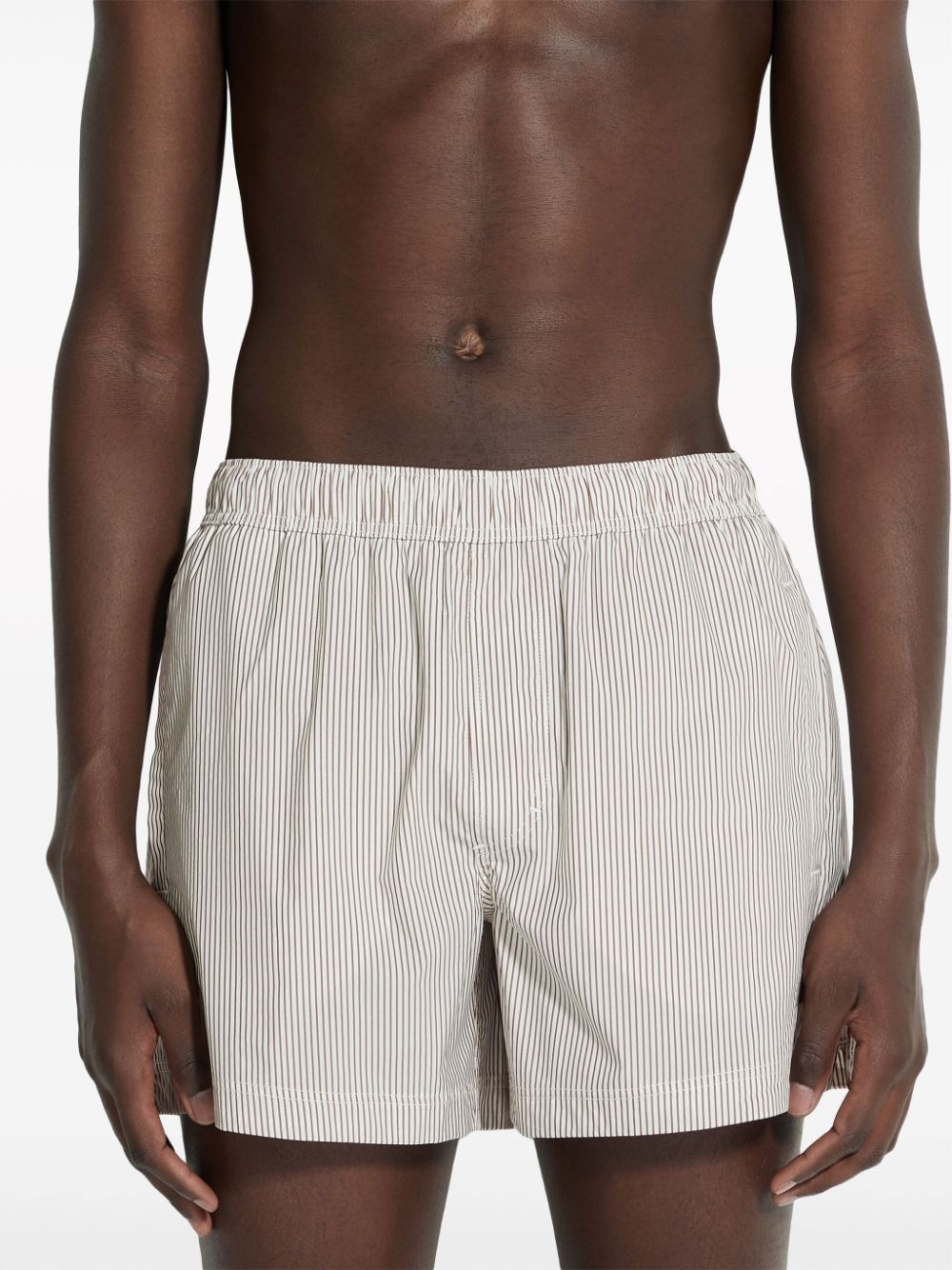 logo-embroidered striped swim shorts - 3