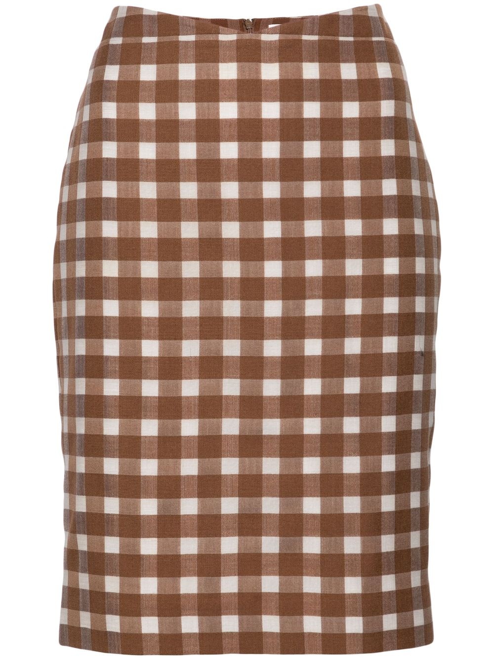 checked low-rise midi skirt - 1