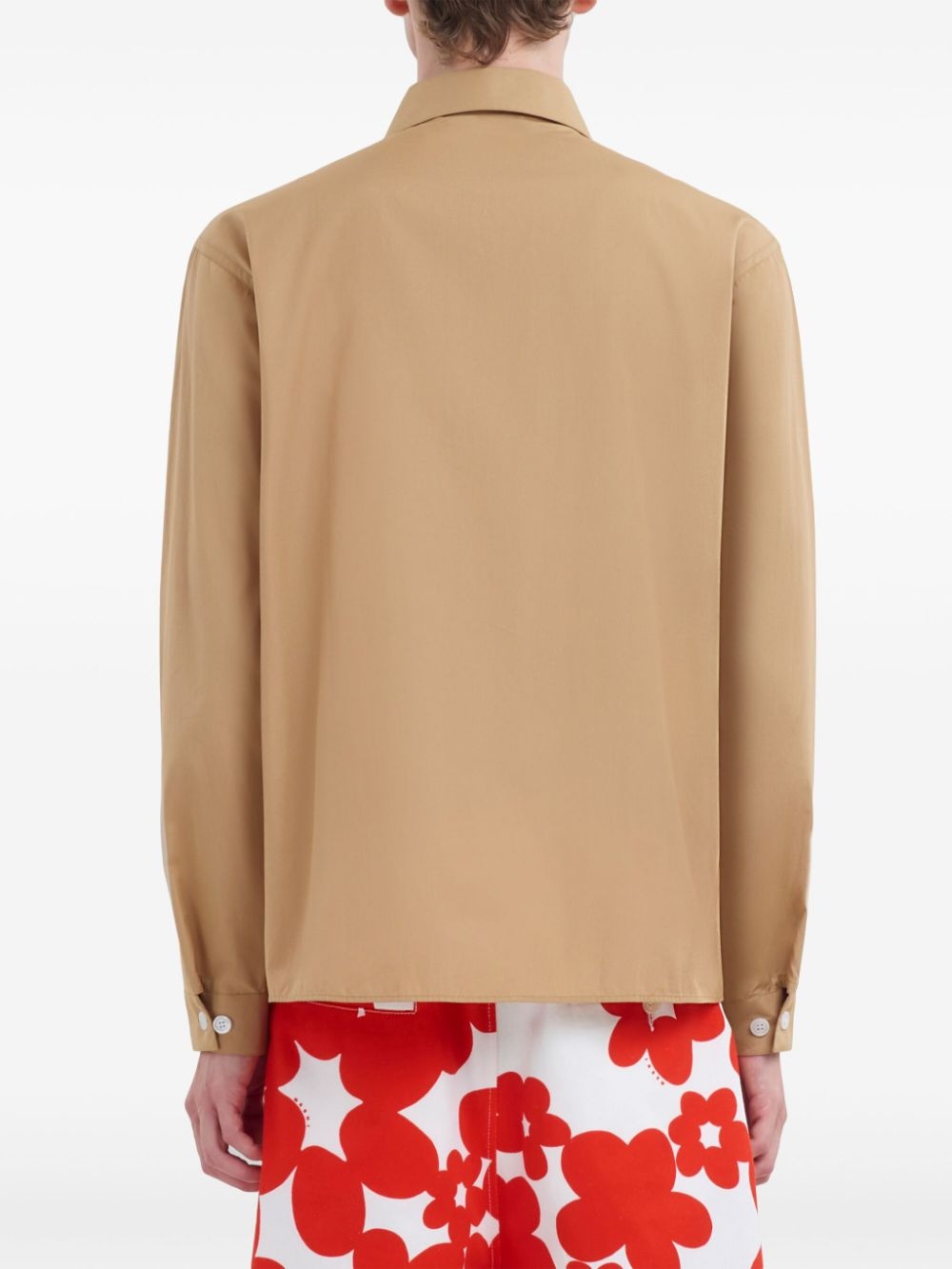 logo-print cotton shirt jacket - 4