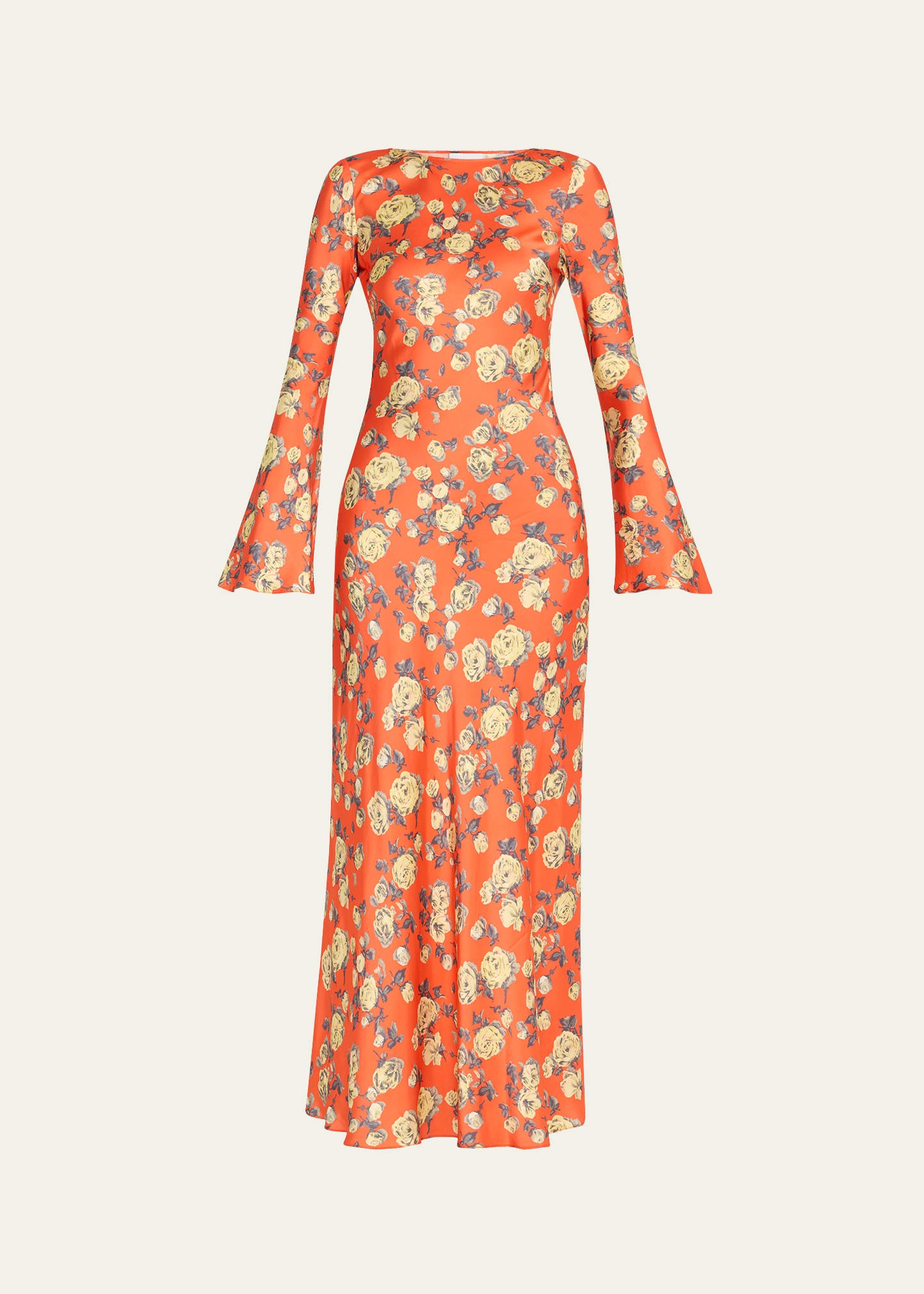 Floral Satin Maxi Dress - 1