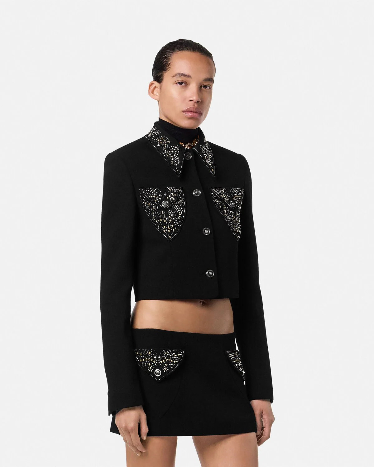 Studded Wool Crop Jacket - 4