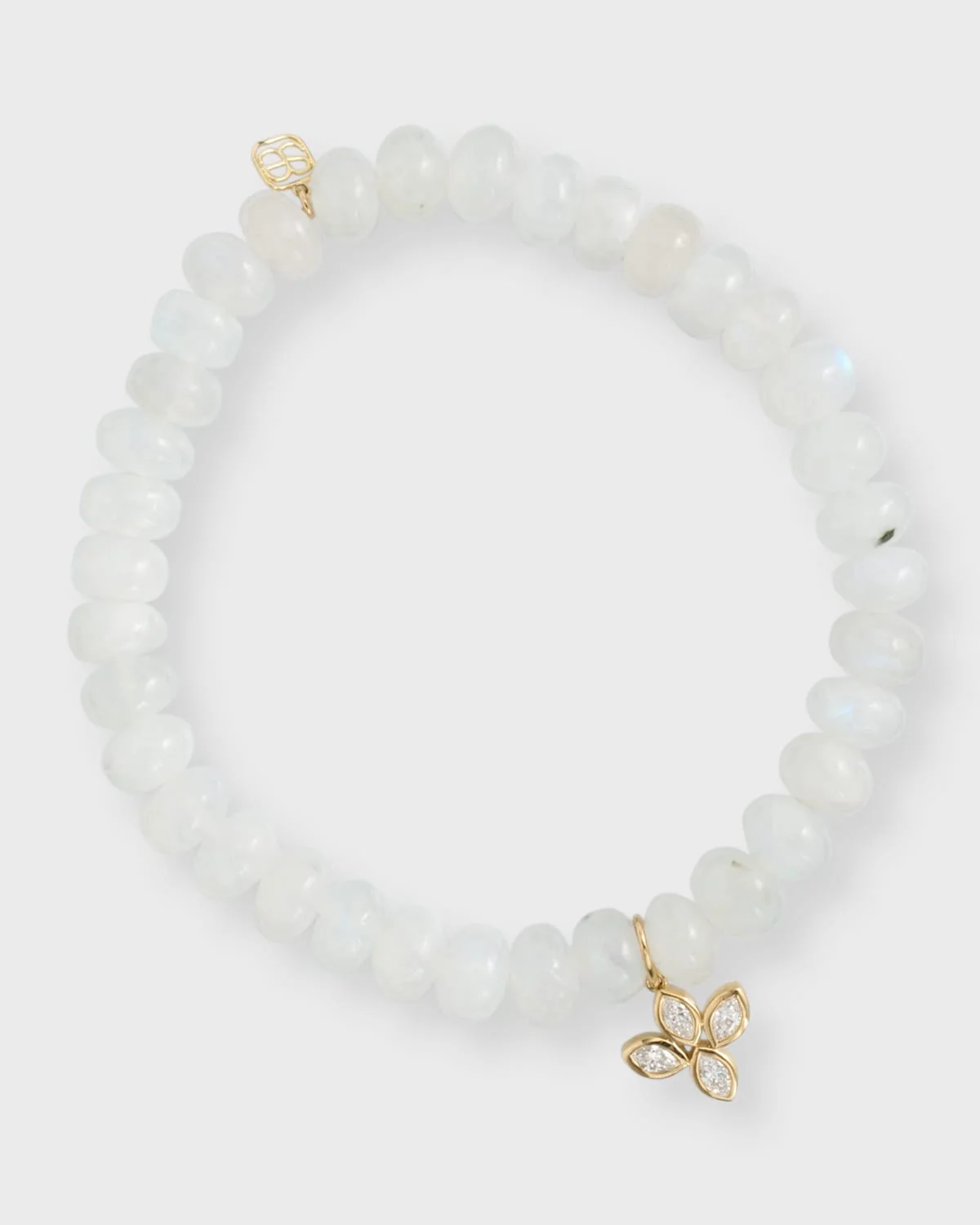 14K Yellow Gold Marquis Diamond Flower Charm Bracelet - 1