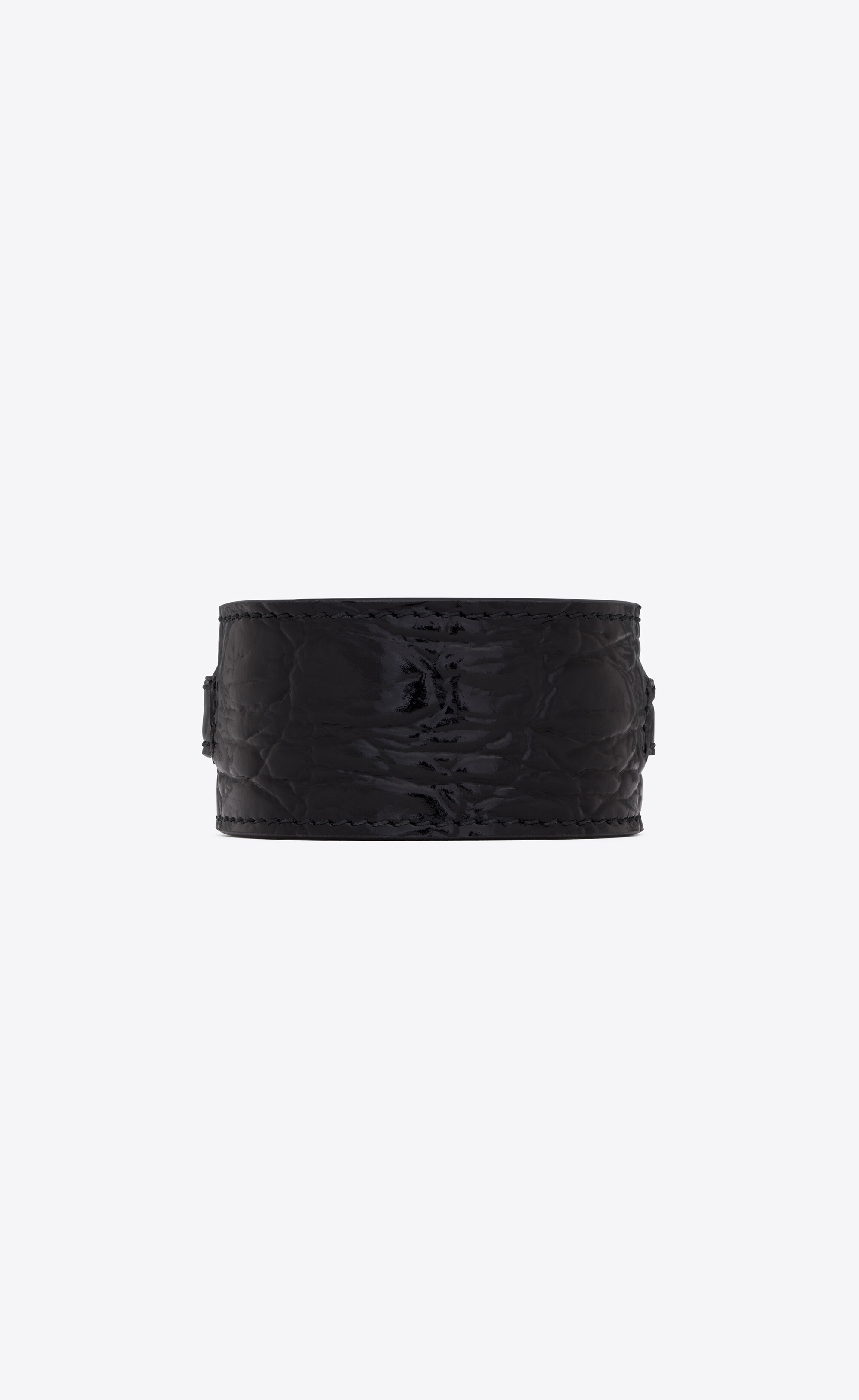 le carré large bracelet in crocodile-embossed leather and metal - 3