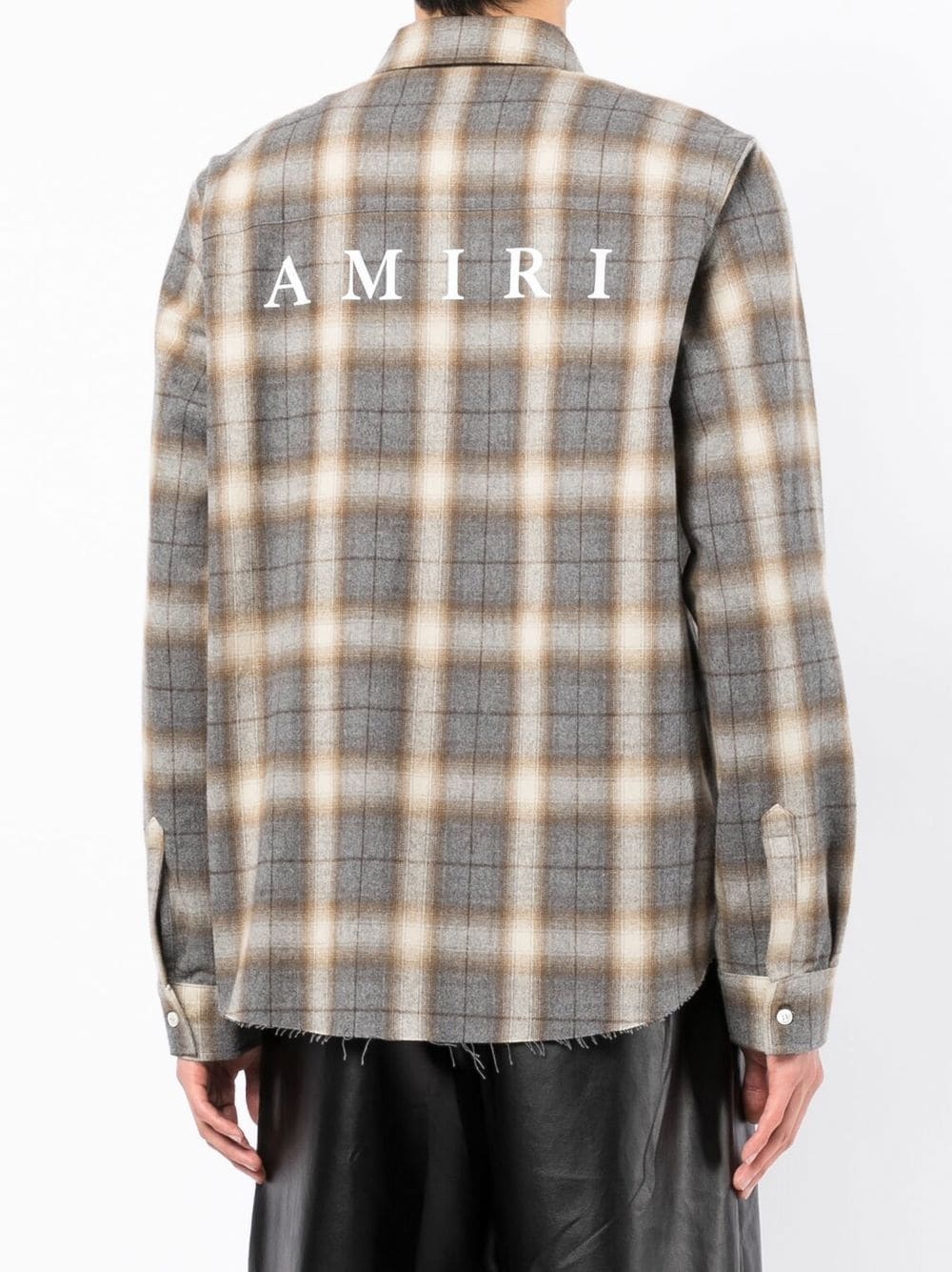 tartan-check logo-print shirt - 4