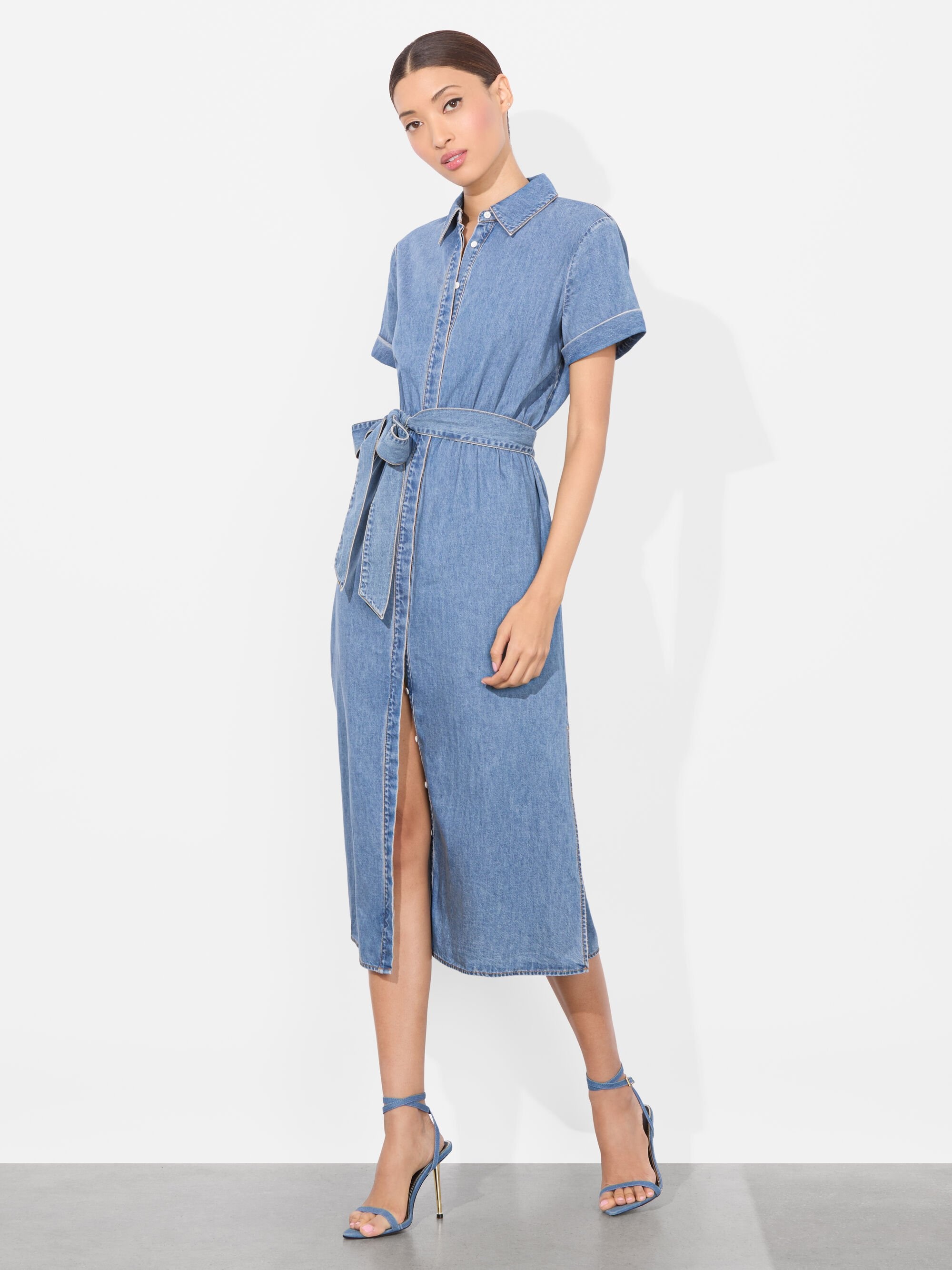 CHASSIDY DENIM MIDI DRESS - 5