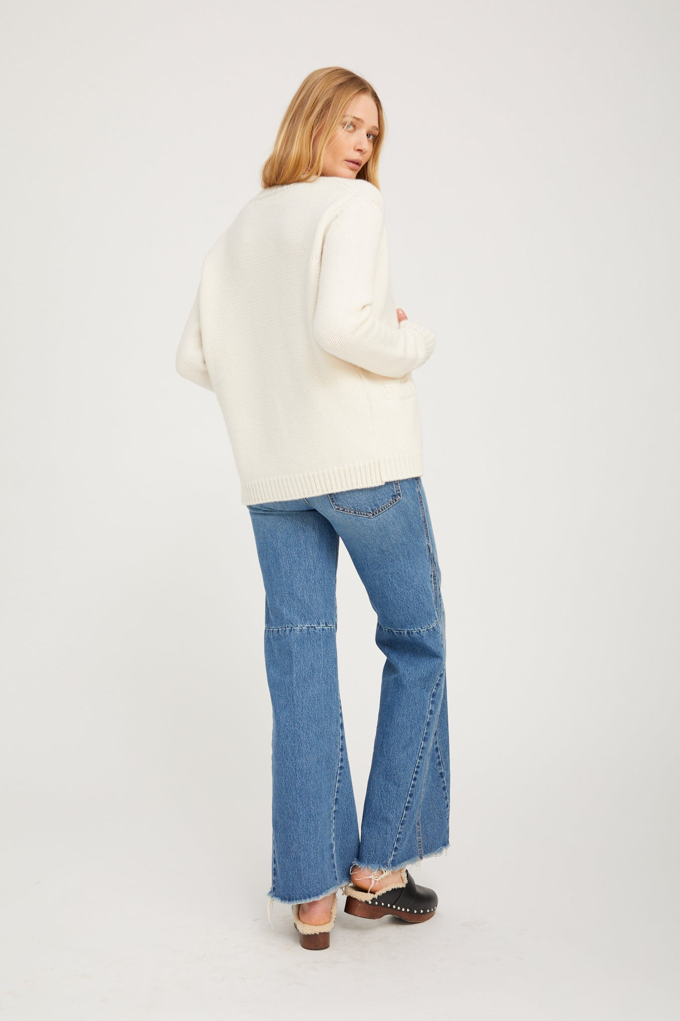 IVORY CASHMERE CARDIGAN - 6