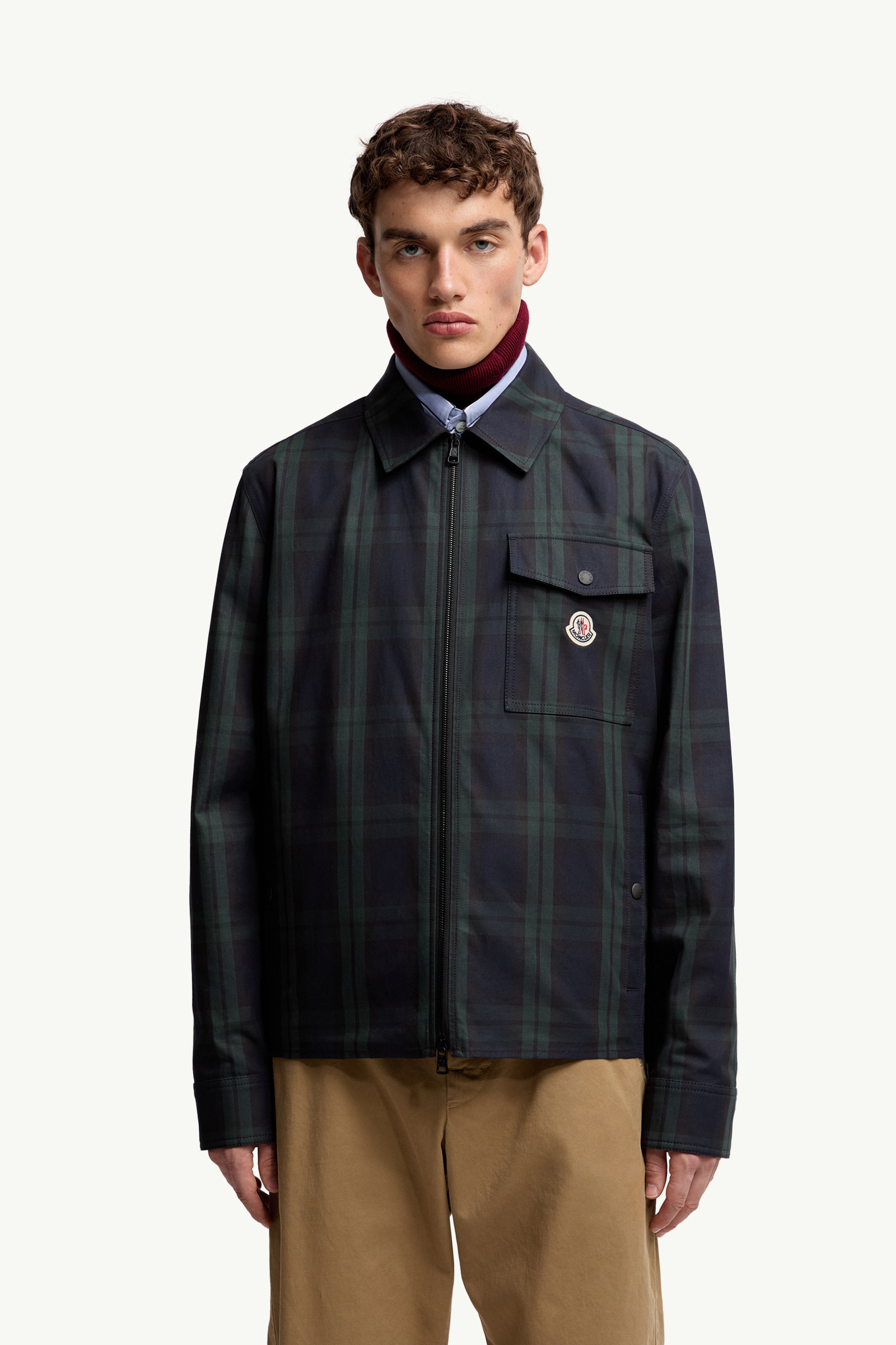 Checked Cotton Gabardine Long Sleeve Shirt - 3