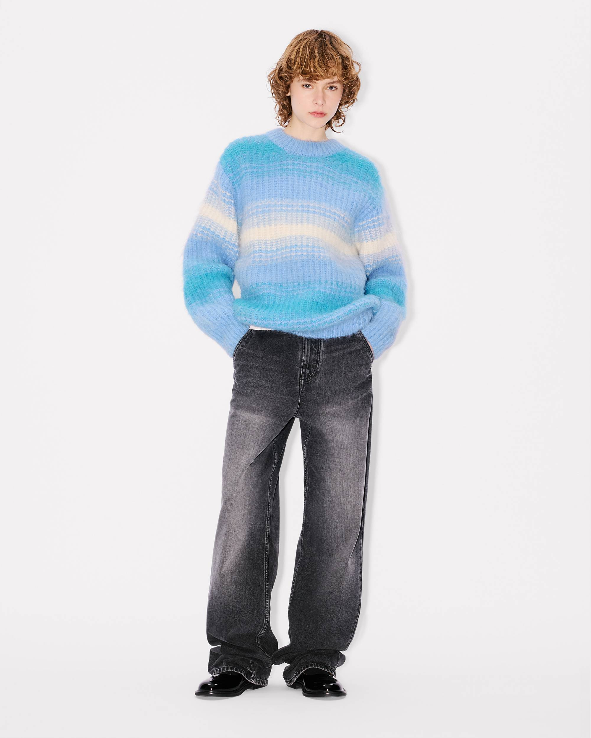 'KENZO Speed Stripe' hairy knitted jumper in mixed alpaca wool - 5