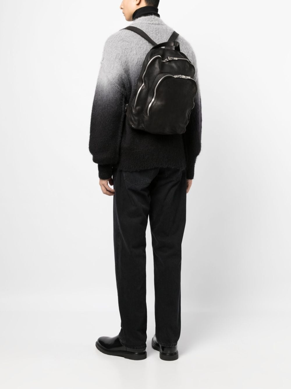 zip-fastening leather backpack - 4
