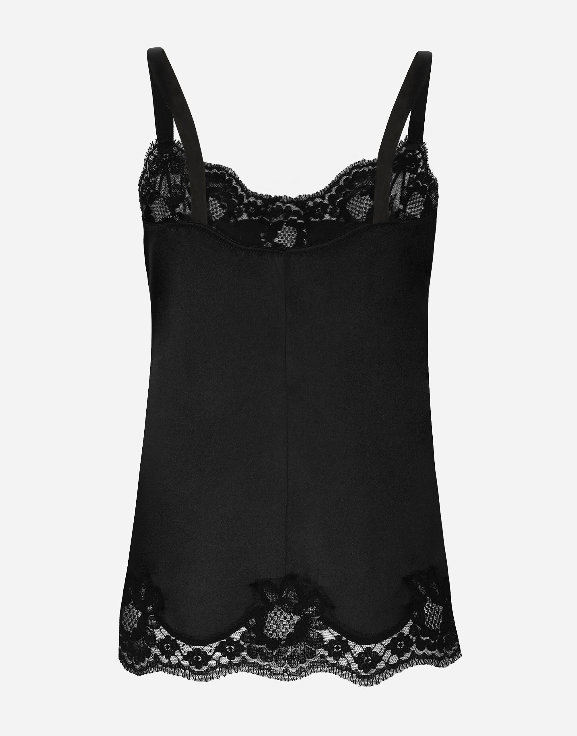 Tシャツ・カットソー DOLCE & GABBANA SATIN LINGERIE TOP WITH LACE Satin lingerie top with lace