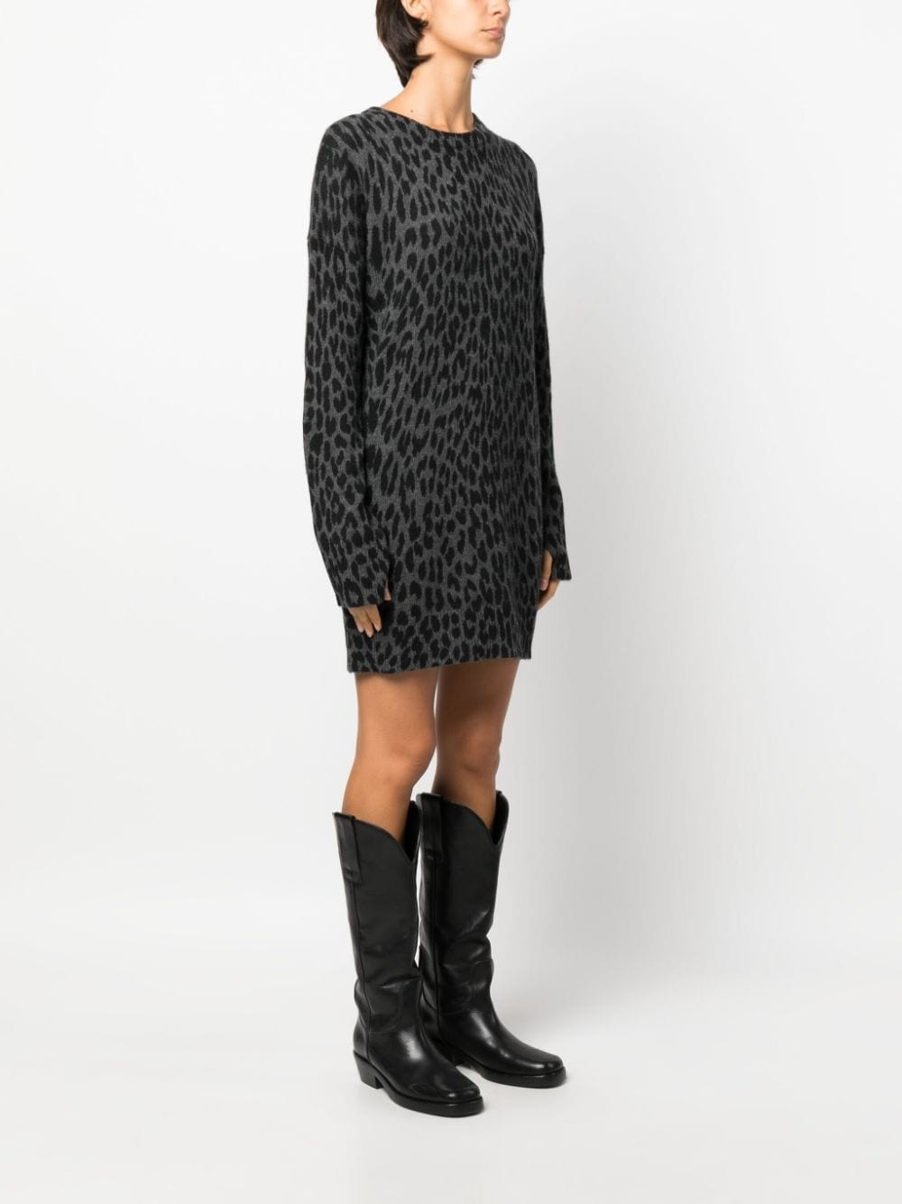 leopard-print cashmere dress - 3