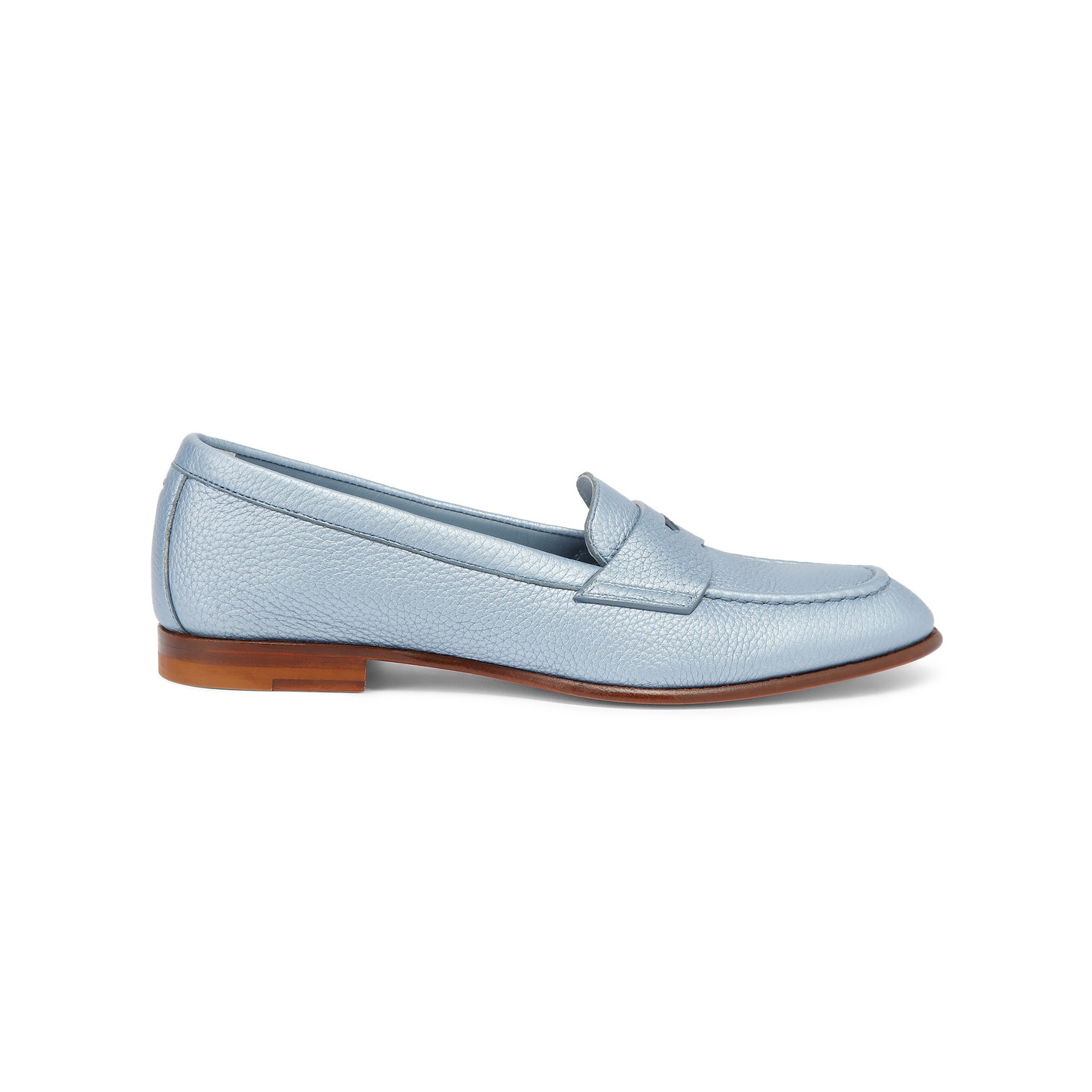 Women's light blue tumbled leather penny loafer - 1