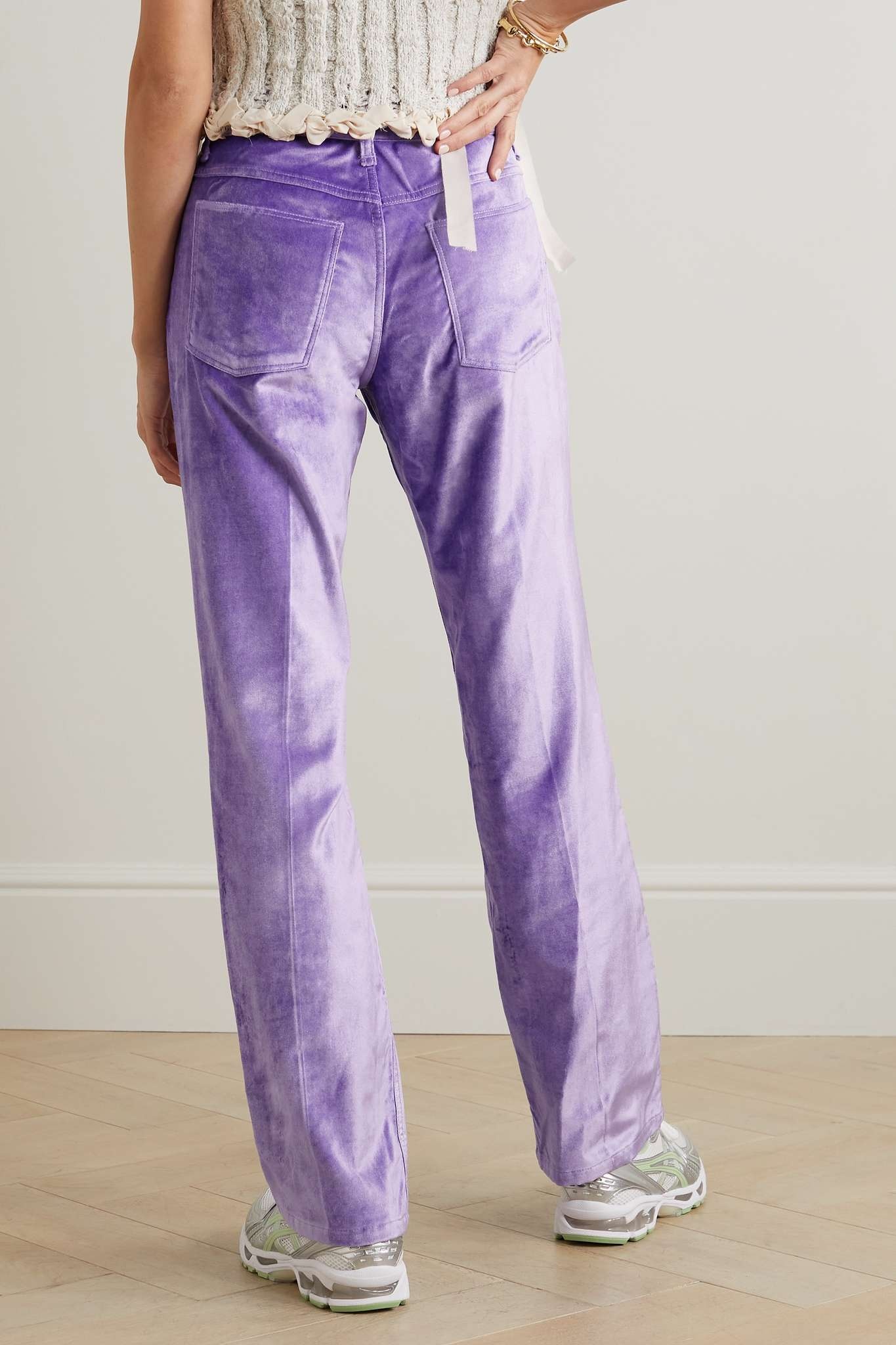 Jacey cotton-blend velvet wide-leg pants - 4