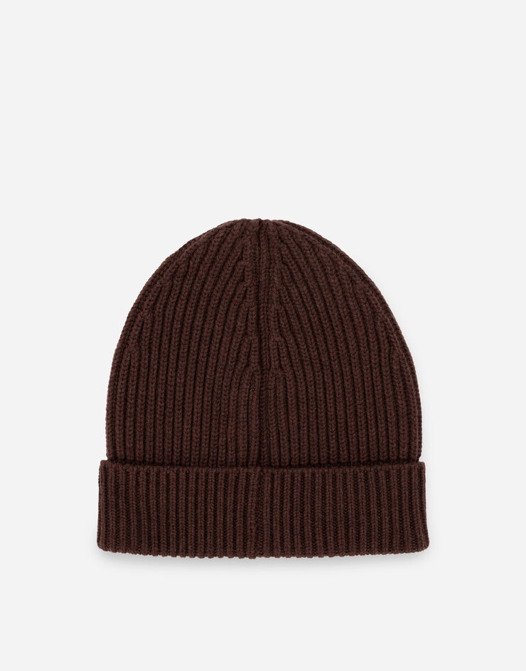 Knit cashmere hat with branded plate - 2