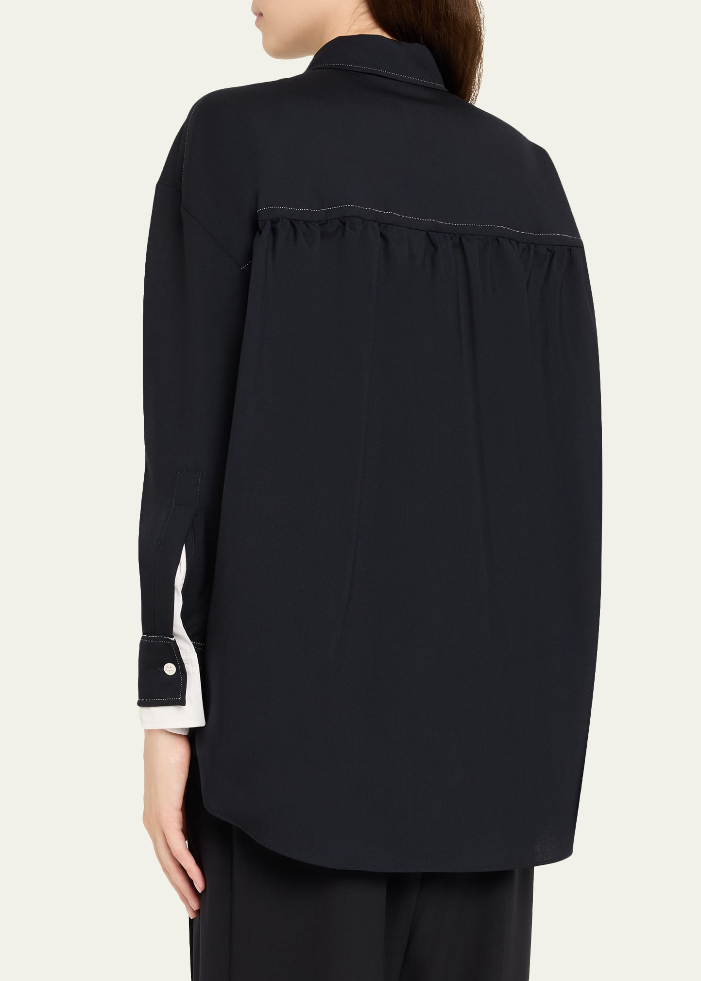 Double Contrast Cuff Button-Front Shirt - 3