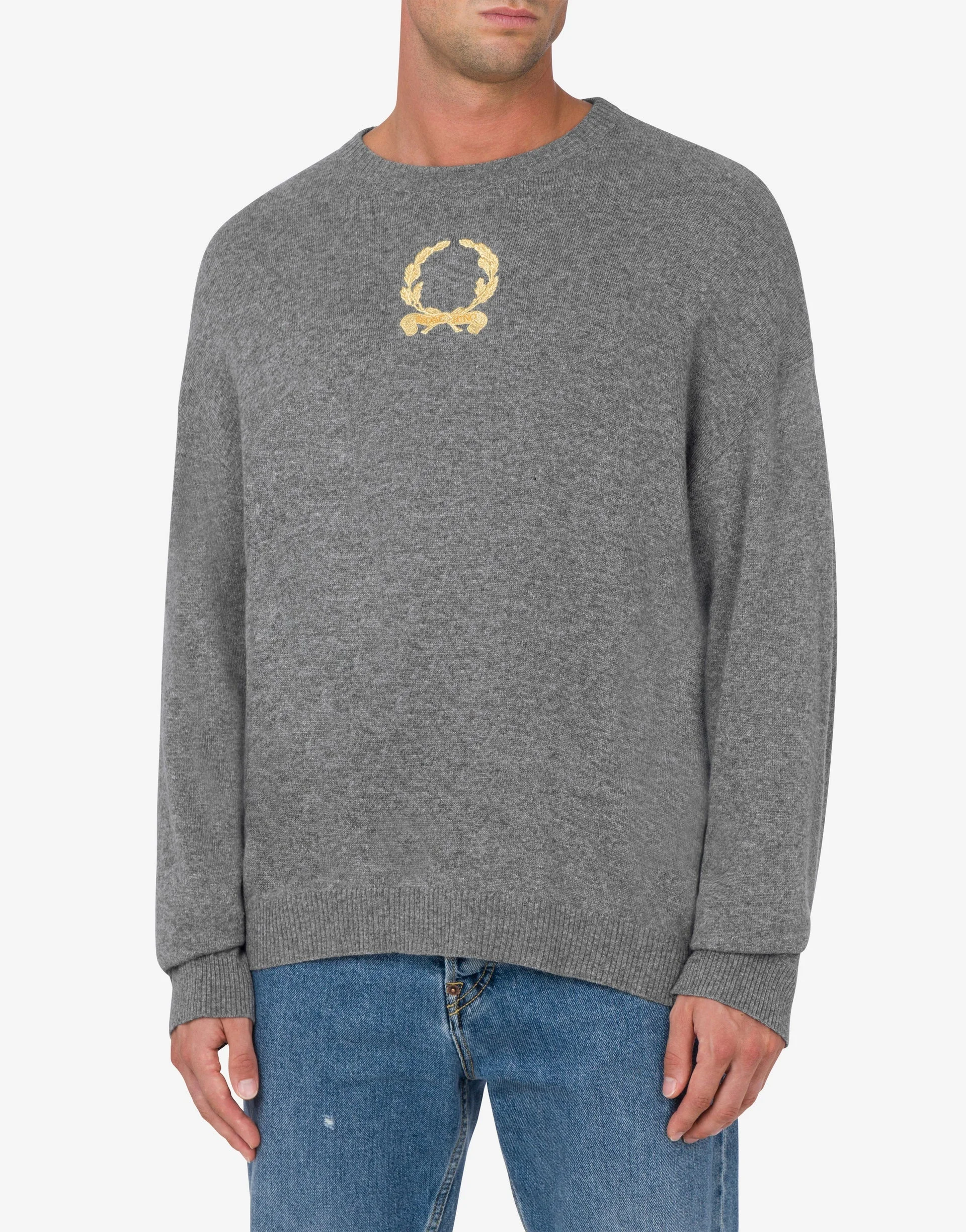 WOOL AND CASHMERE PULLOVER LAUREL CROWN EMBROIDERY - 1