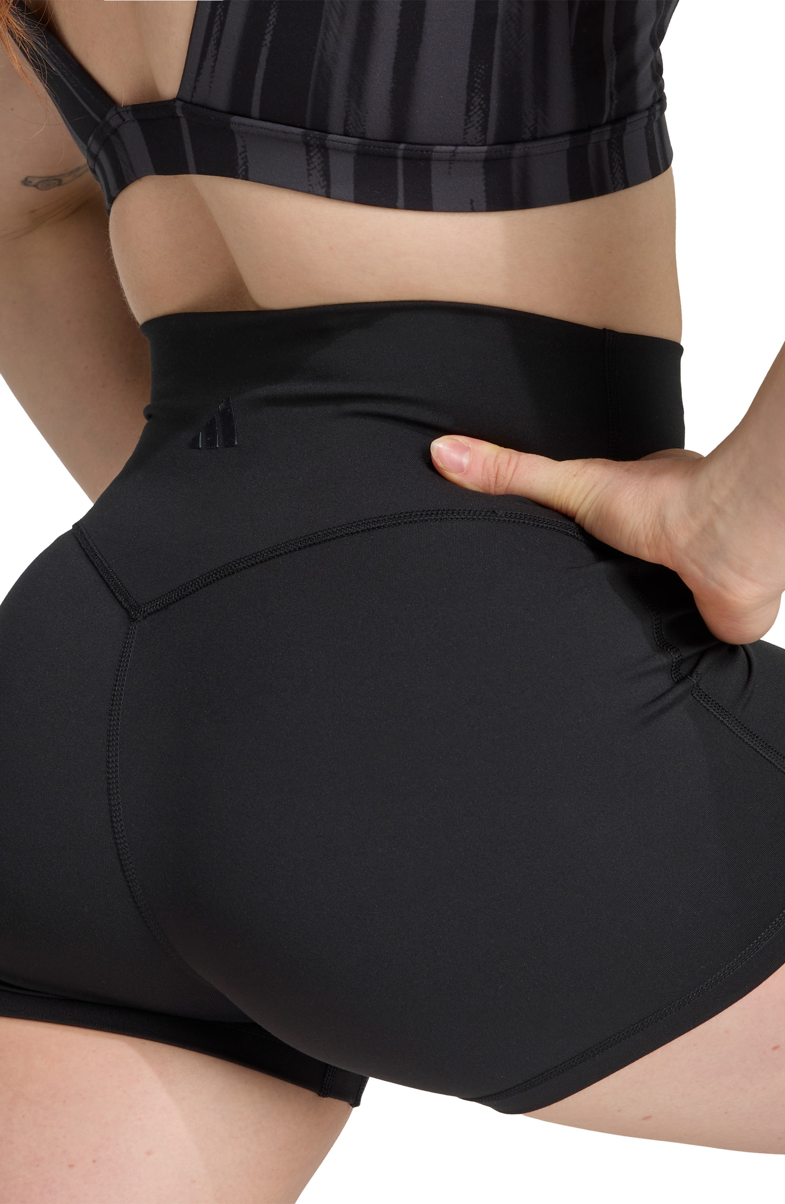 adidas All Me Sculpt Booty Shorts in Black/Black at Nordstrom - 5