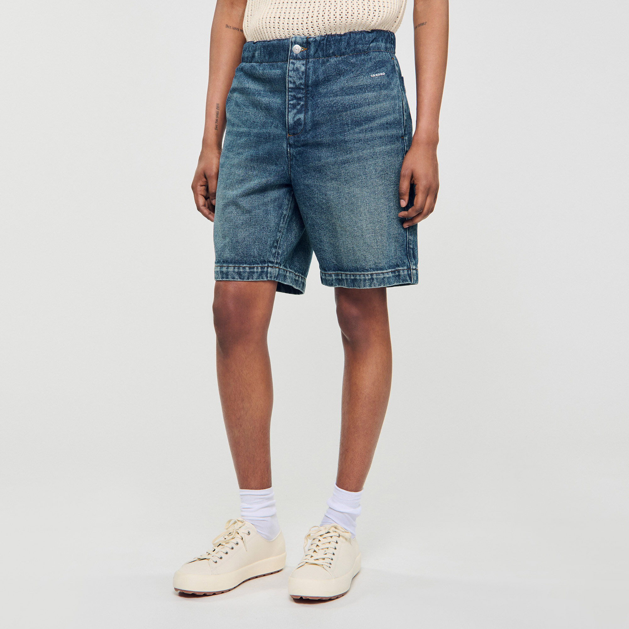 ELASTICATED DENIM SHORTS - 4