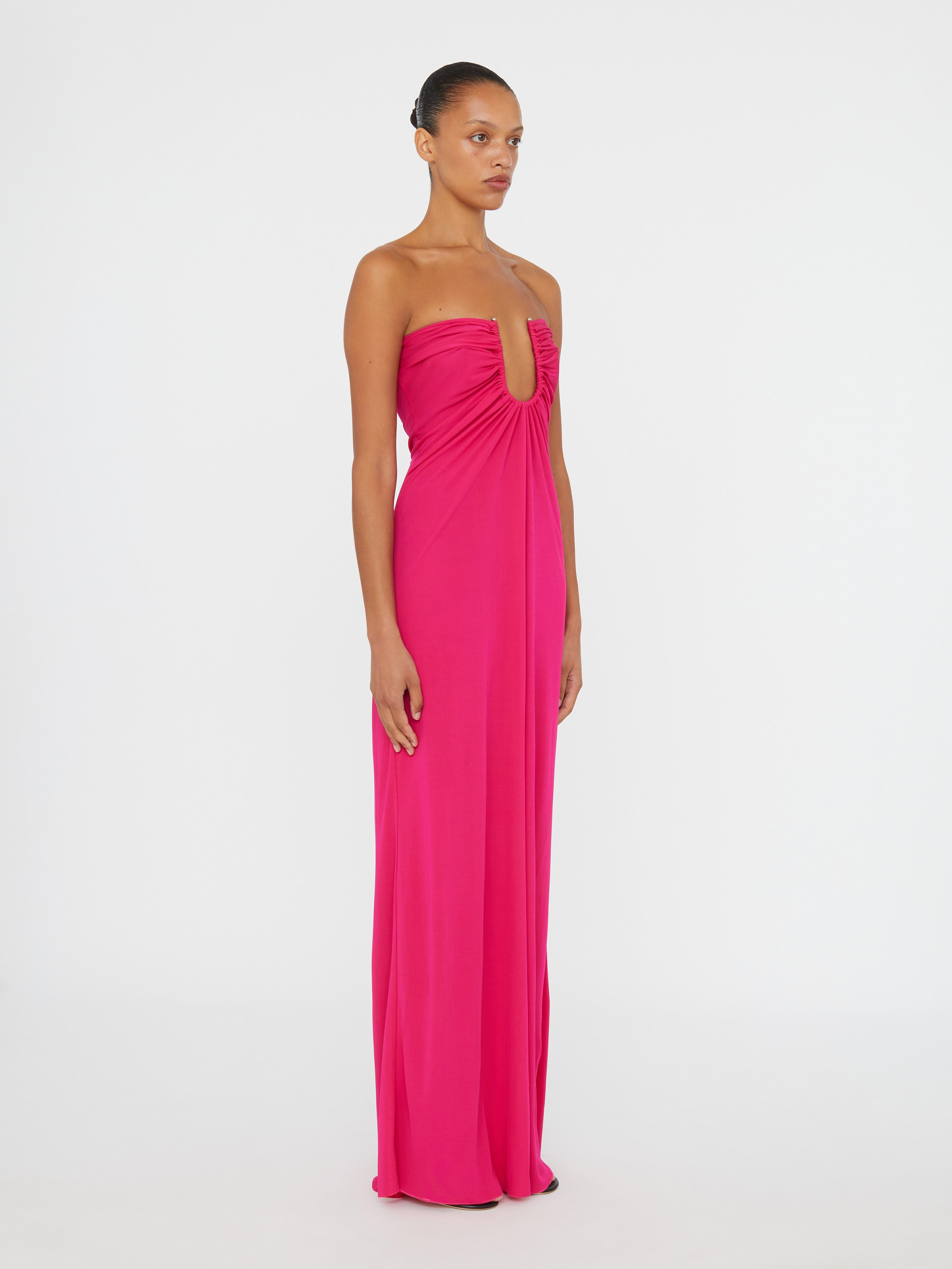 Arced Palm Strapless Dress - 3