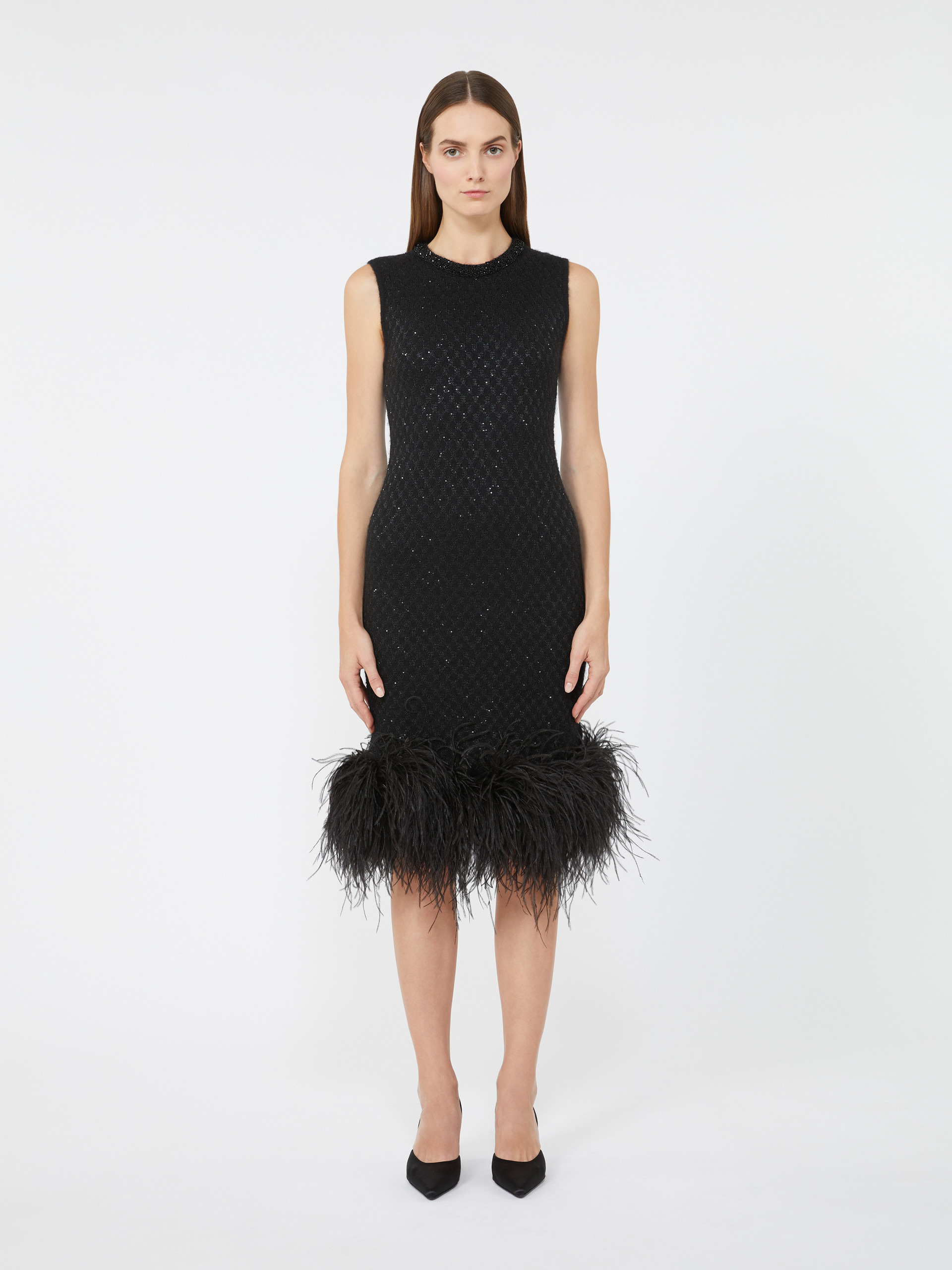 NOVARA Wool and mohair mini dress with feather detail - 3