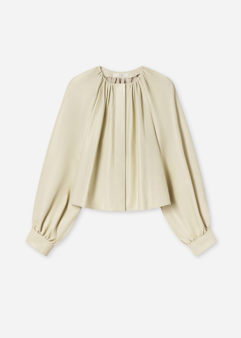 Gathered Tunic Shirt in Leather 1