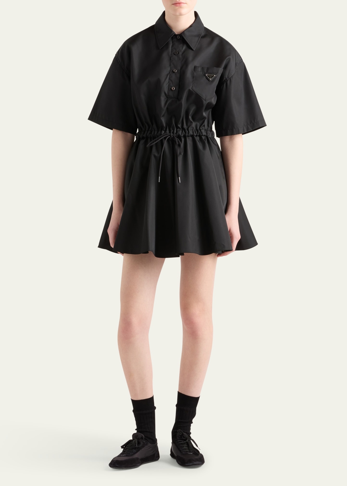 Re-Nylon Drawstring Fit-Flare Mini Dress - 2