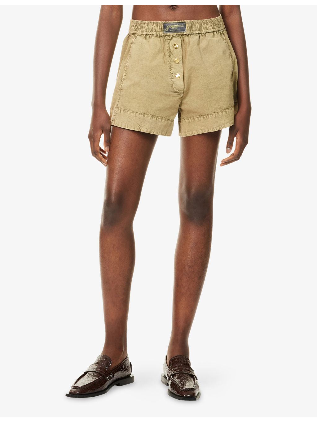 Brand-Patch High-Rise Stretch-Cotton Shorts - 3