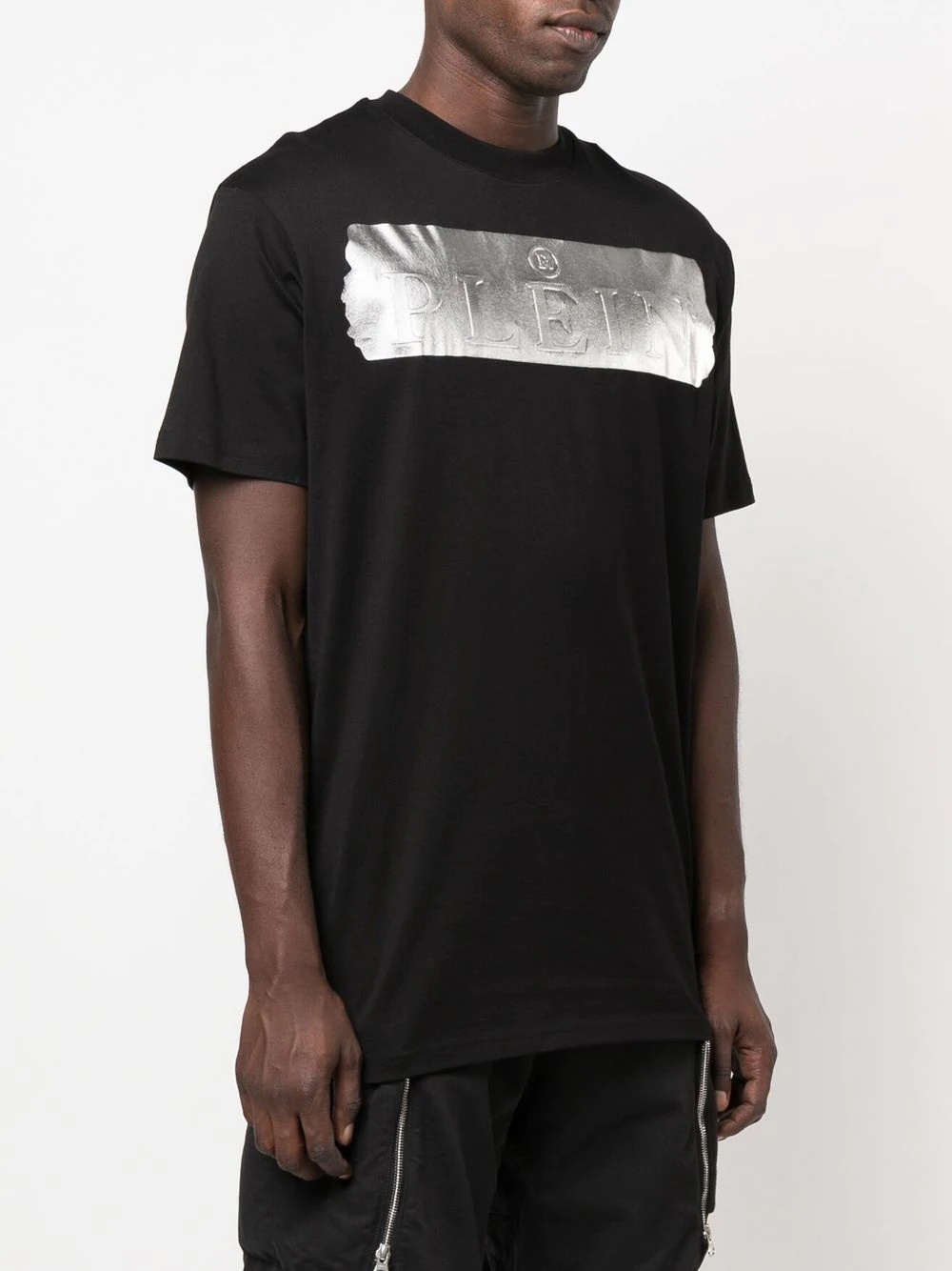 metallic-detail logo T-shirt - 3