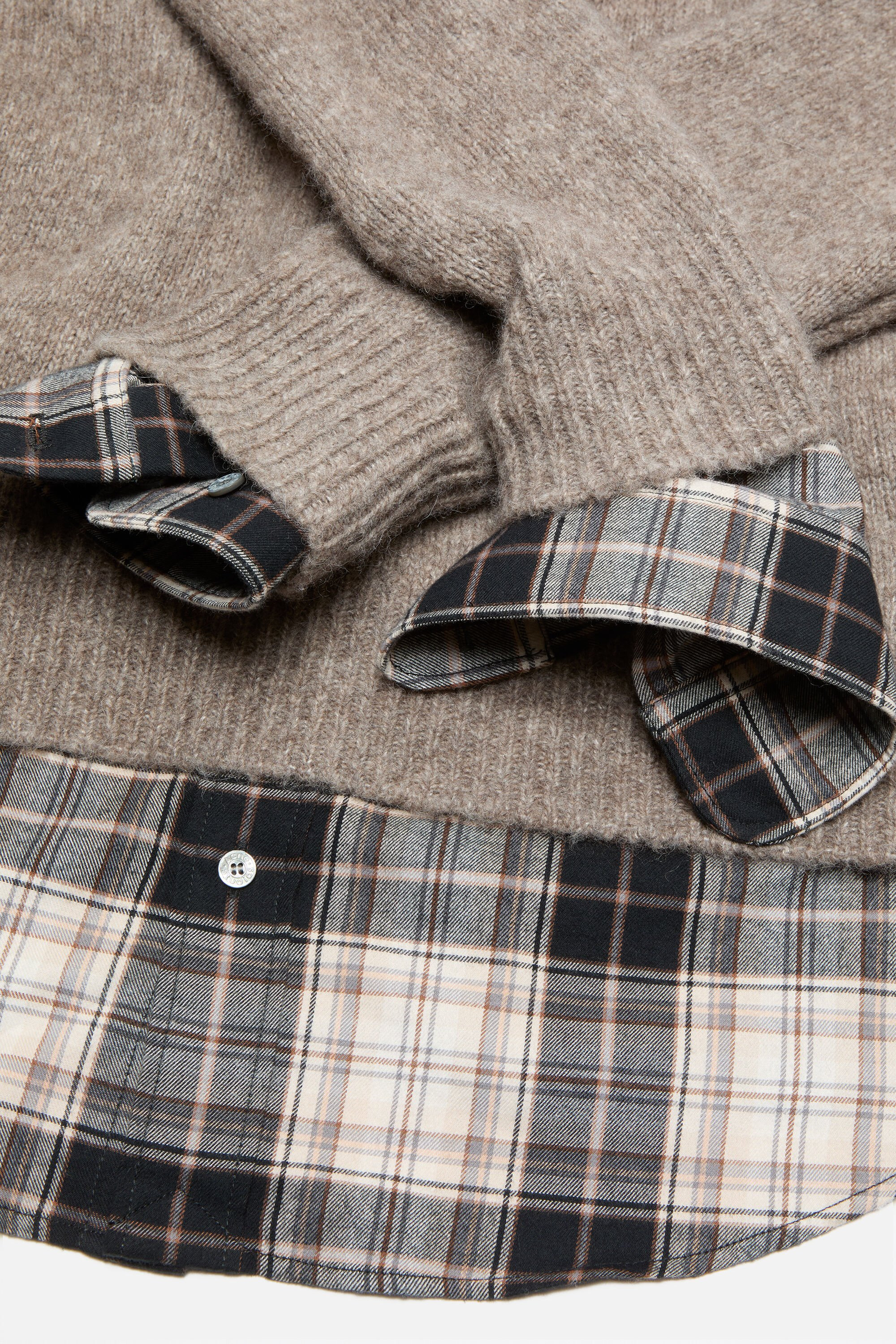 Layered wool hoodie - Beige melange - 5