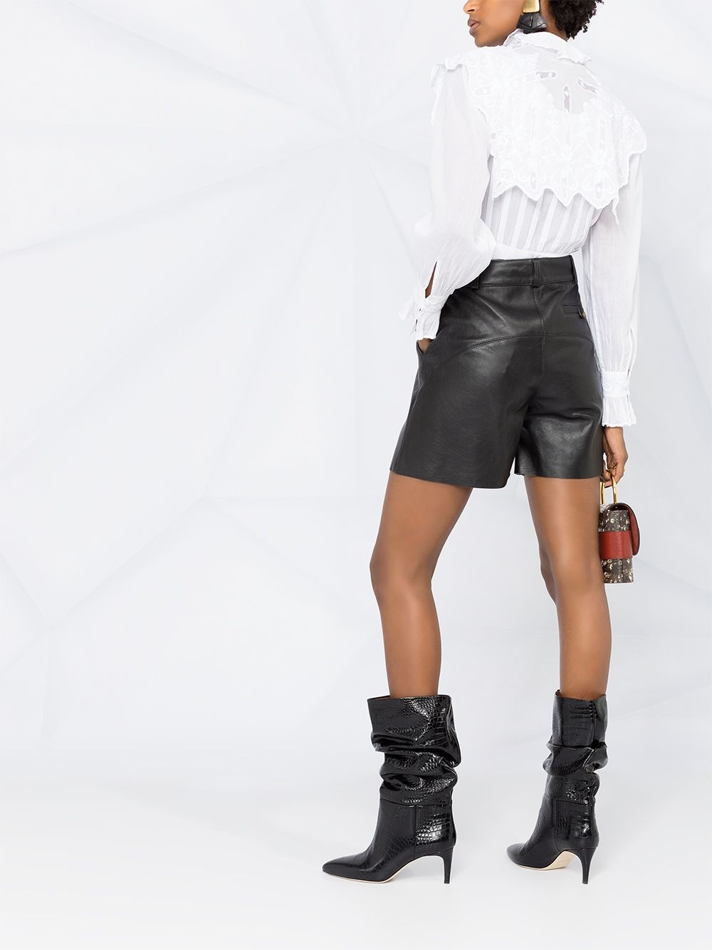 buttoned leather shorts - 6