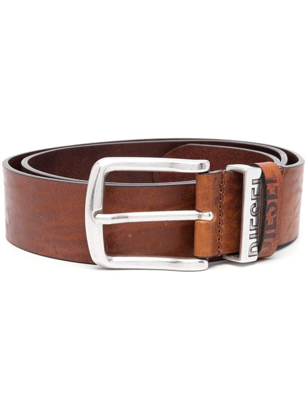 logo-loop leather buckle belt - 1