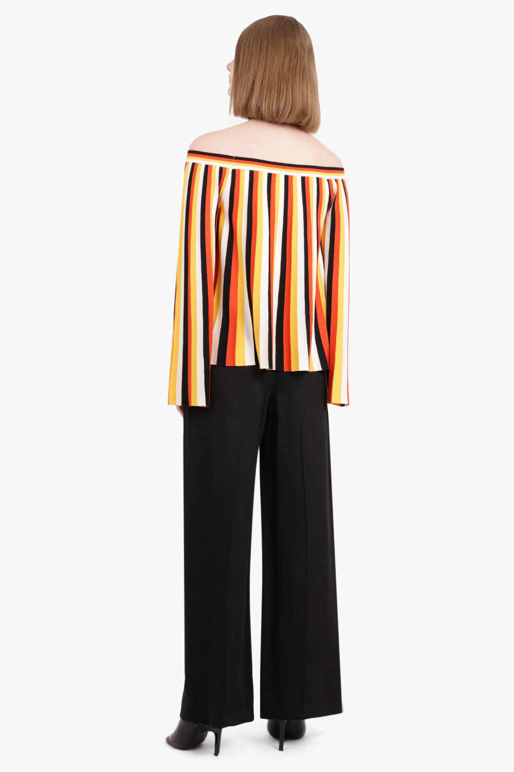 OFF SHOULDER STRIPE KNIT | MULTICOLOUR ORANGE - 4