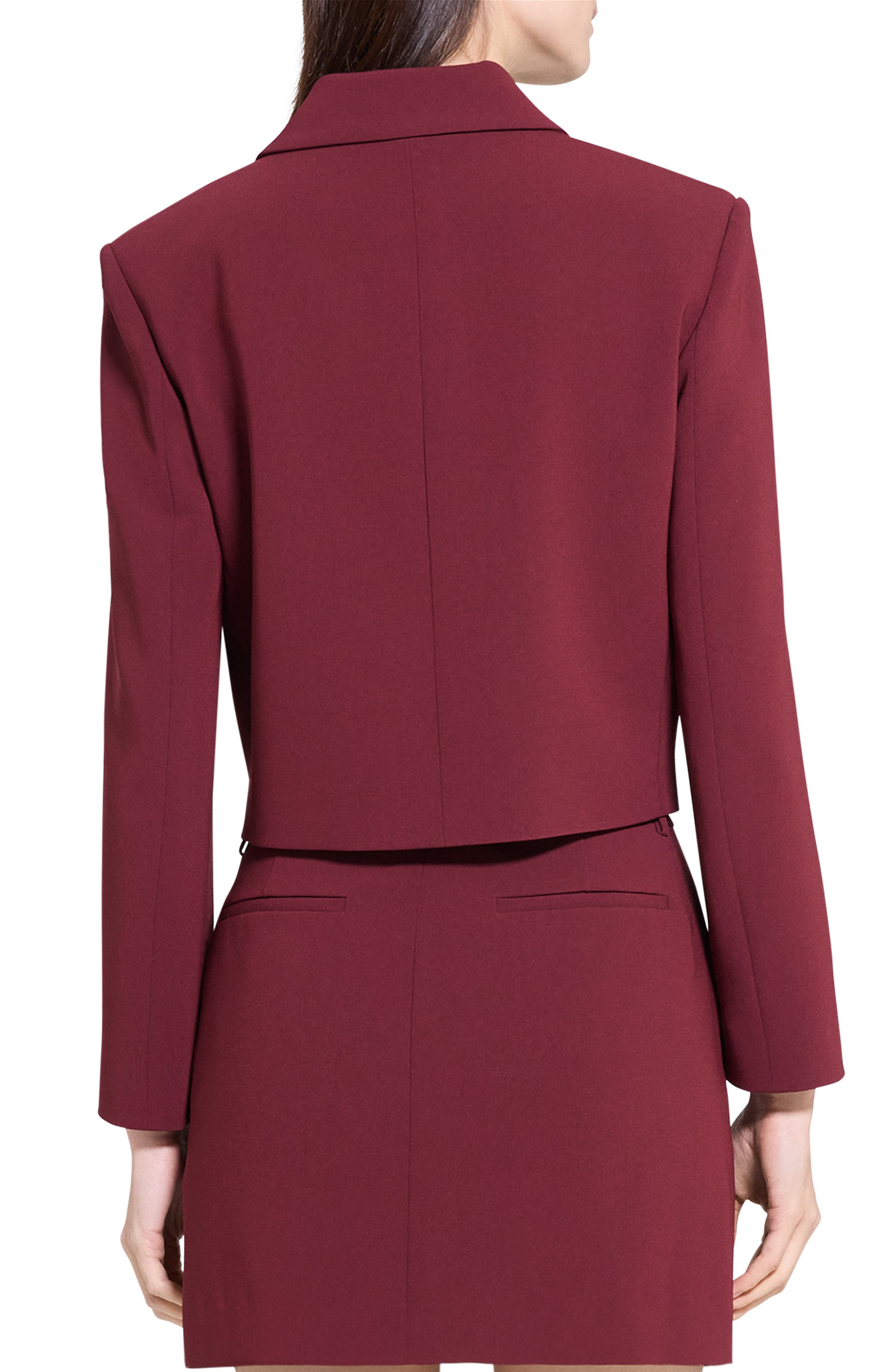 Theory Admiral Double Breasted Crop Blazer in Grenache - 2