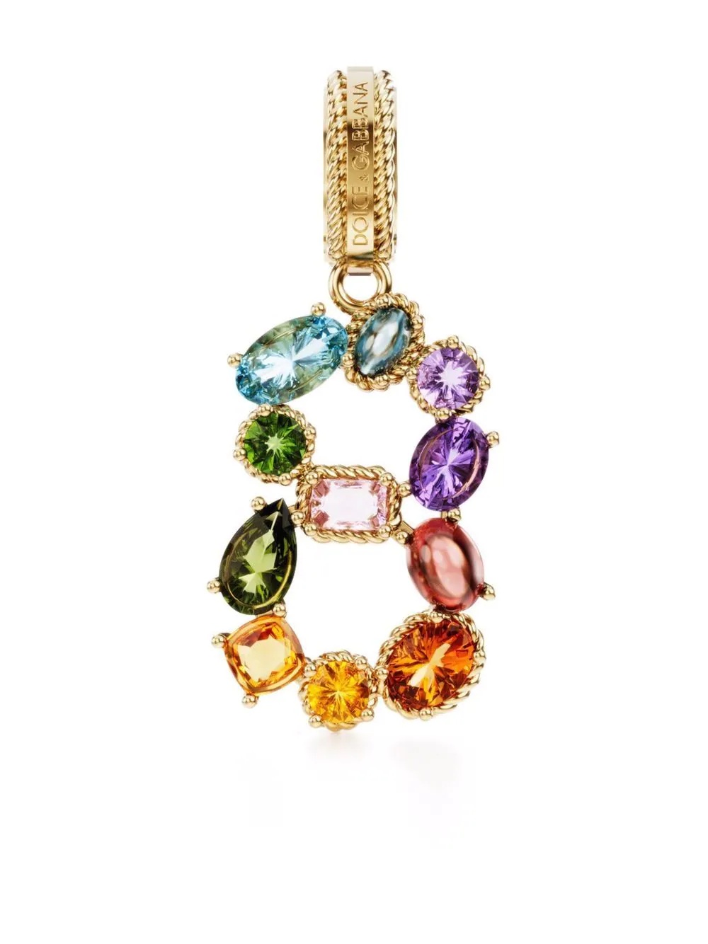 18kt yellow gold number 8 gemstone pendant - 1