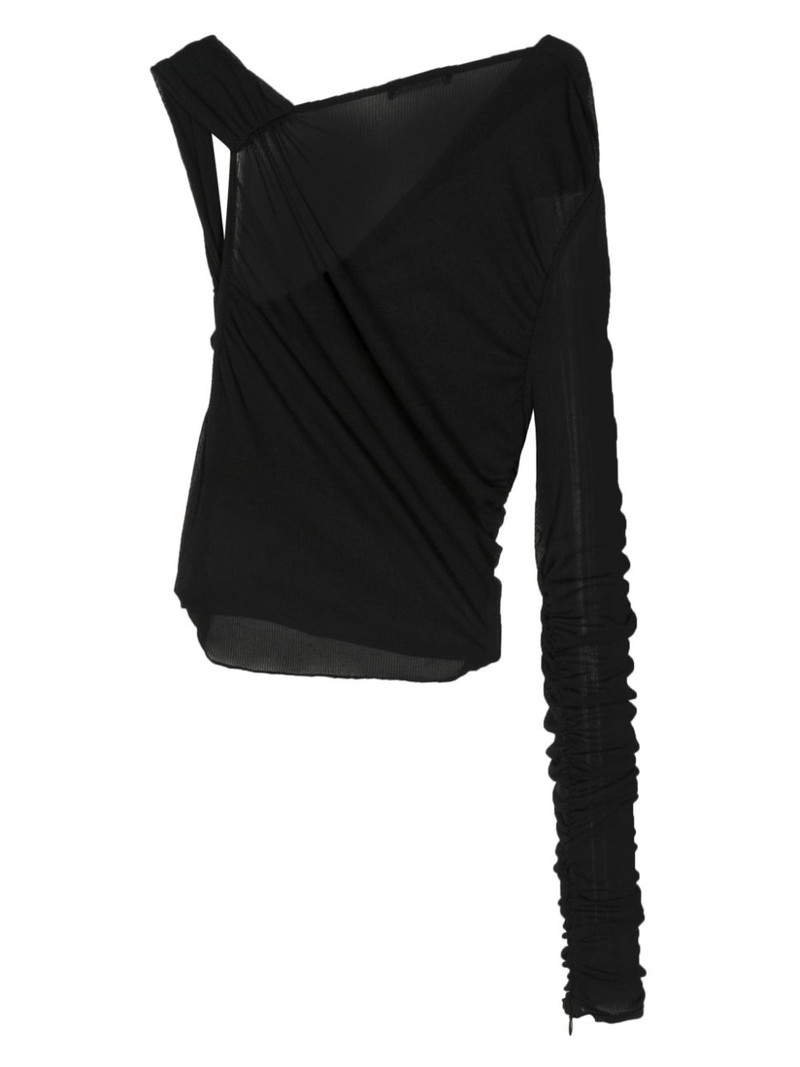 ANDREĀDAMO asymmetric ribbed jersey top outlook