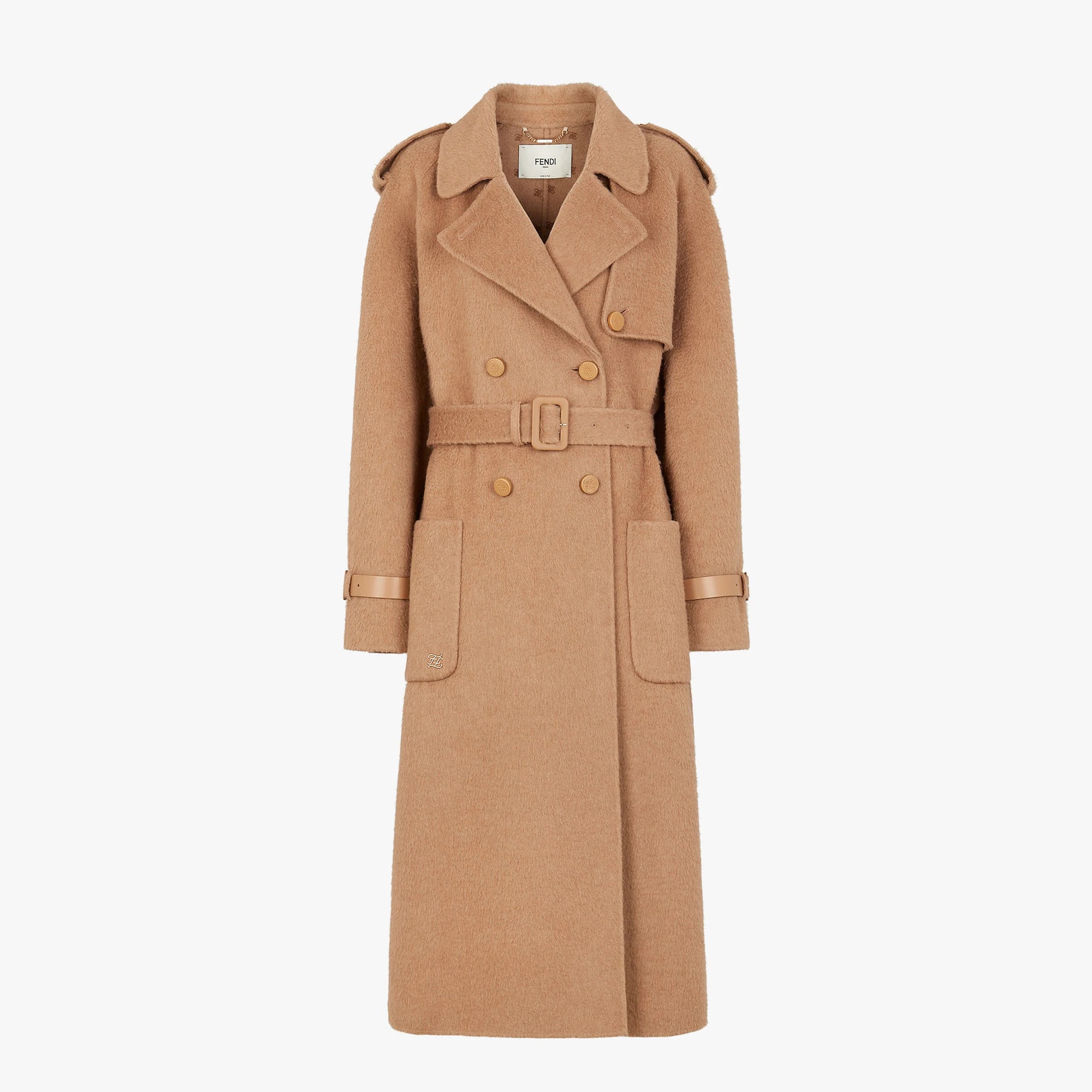 Brown camel-hair trench coat - 1