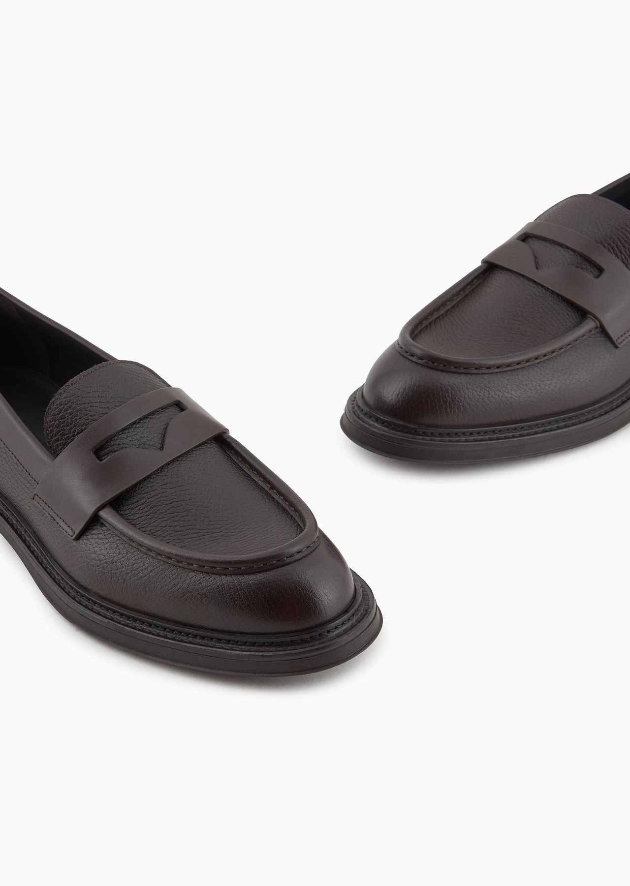 Pebbled leather loafers - 5