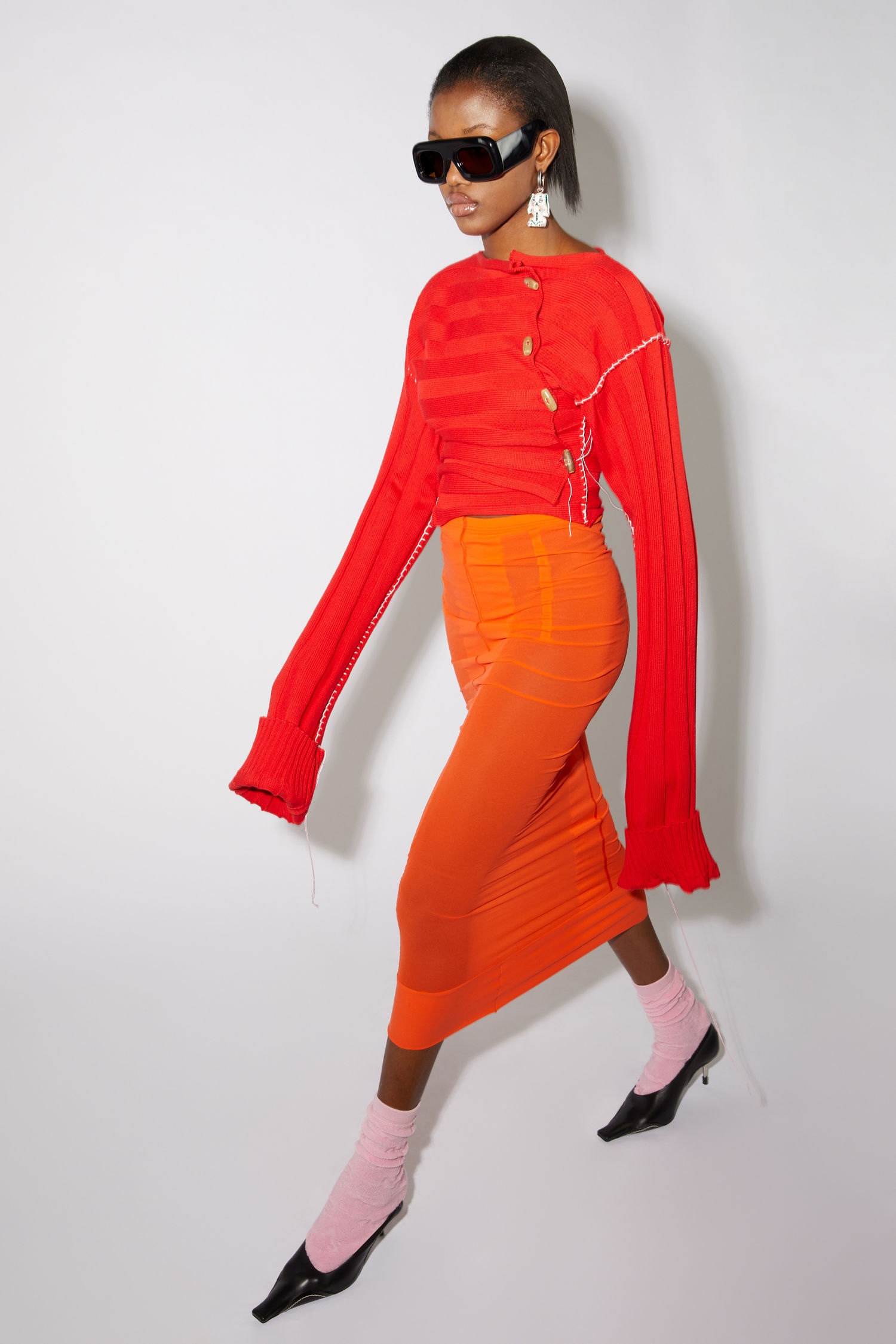 Nylon midi skirt - Mandarin orange - 4