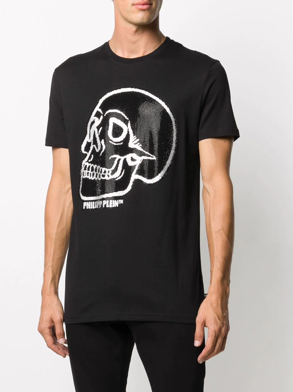 Crystal outline-skull cotton T-shirt - 2