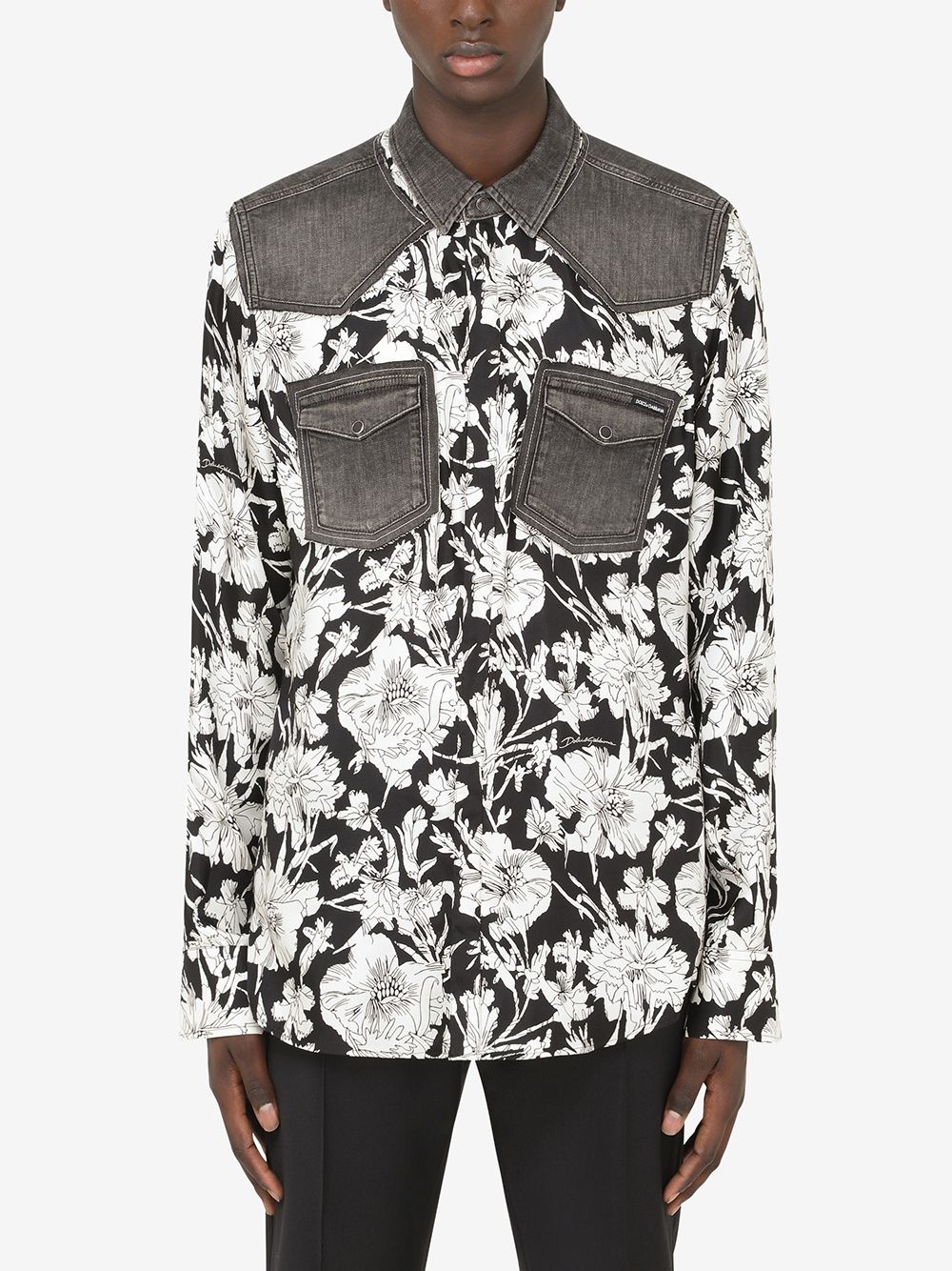 floral-print panelled shirt - 3