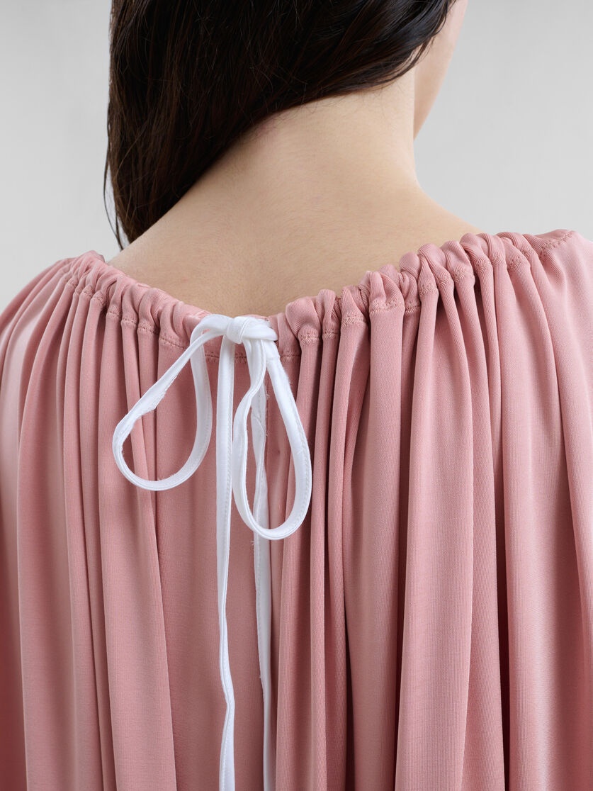 PINK STRETCH JERSEY DRESS WITH GATHERED NECK - 5