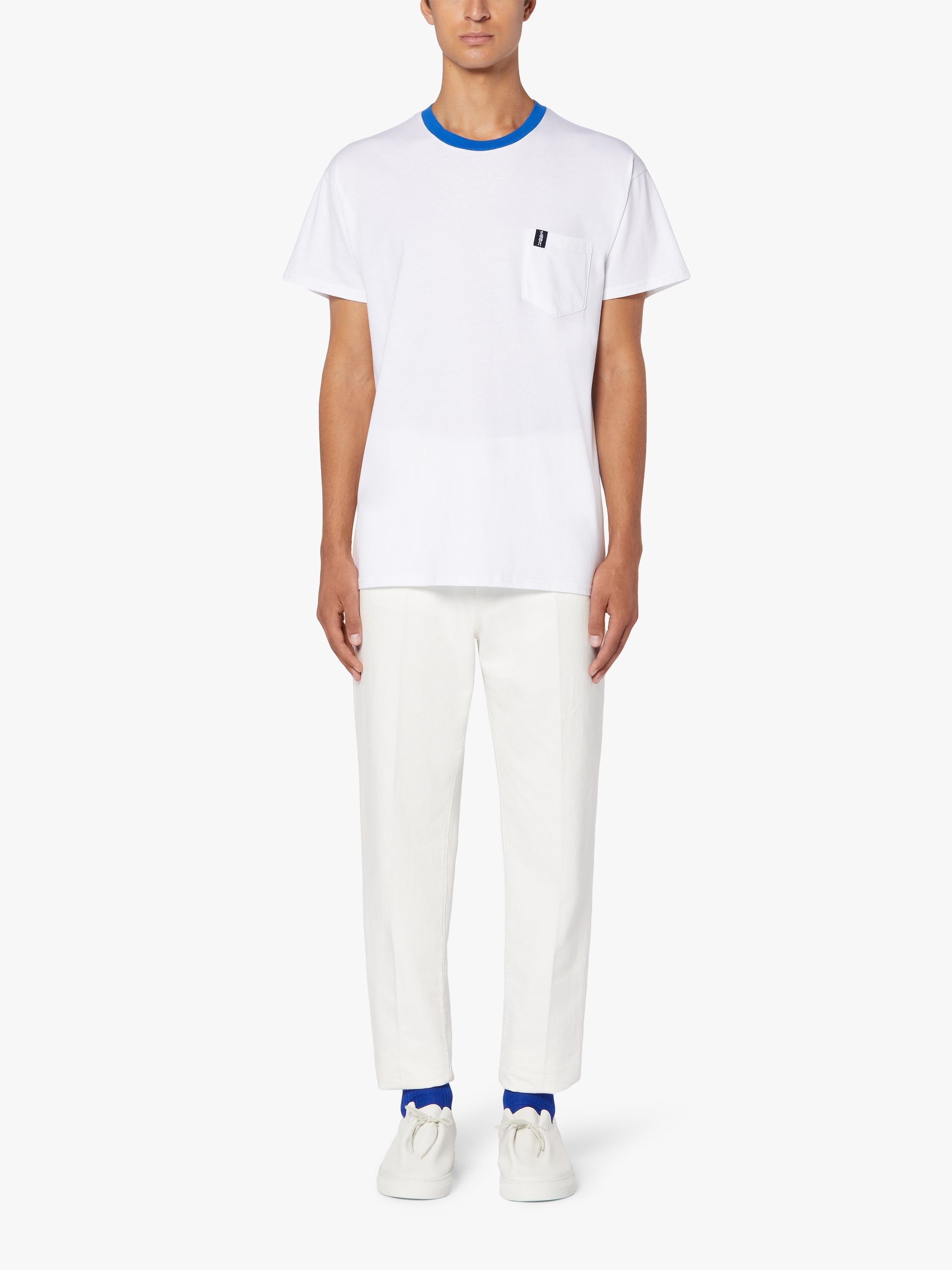 WHITE COTTON CONTRAST RIB T-SHIRT | GJM-219 - 2