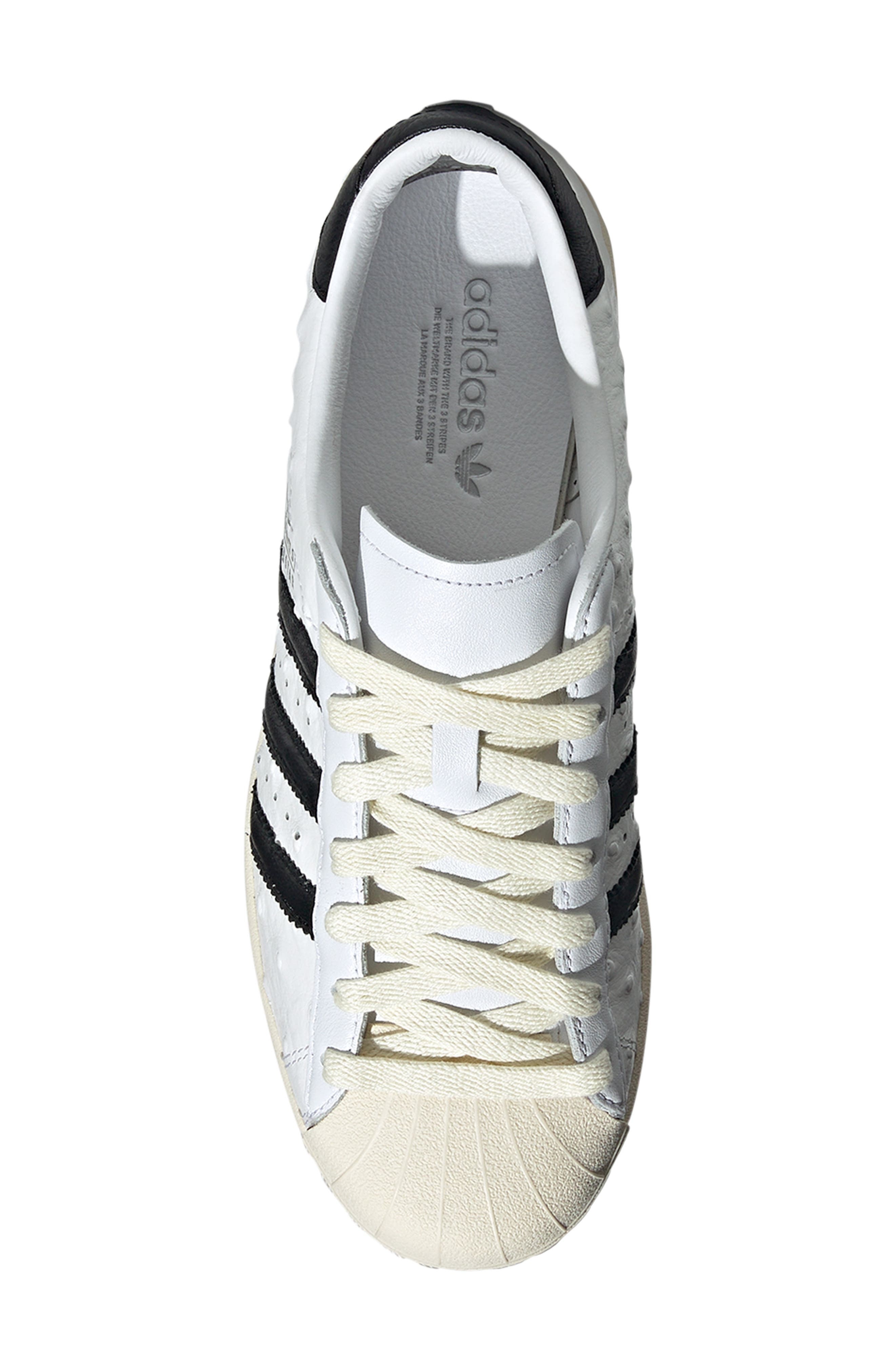 adidas Superstar Embossed Sneaker in White/Black/Cream White at Nordstrom - 4