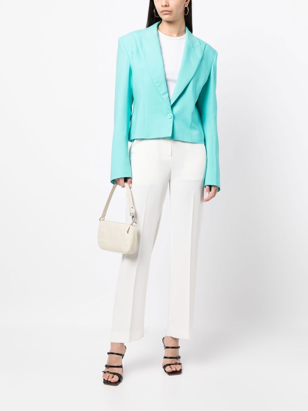 cropped padded-shoulder blouse - 2